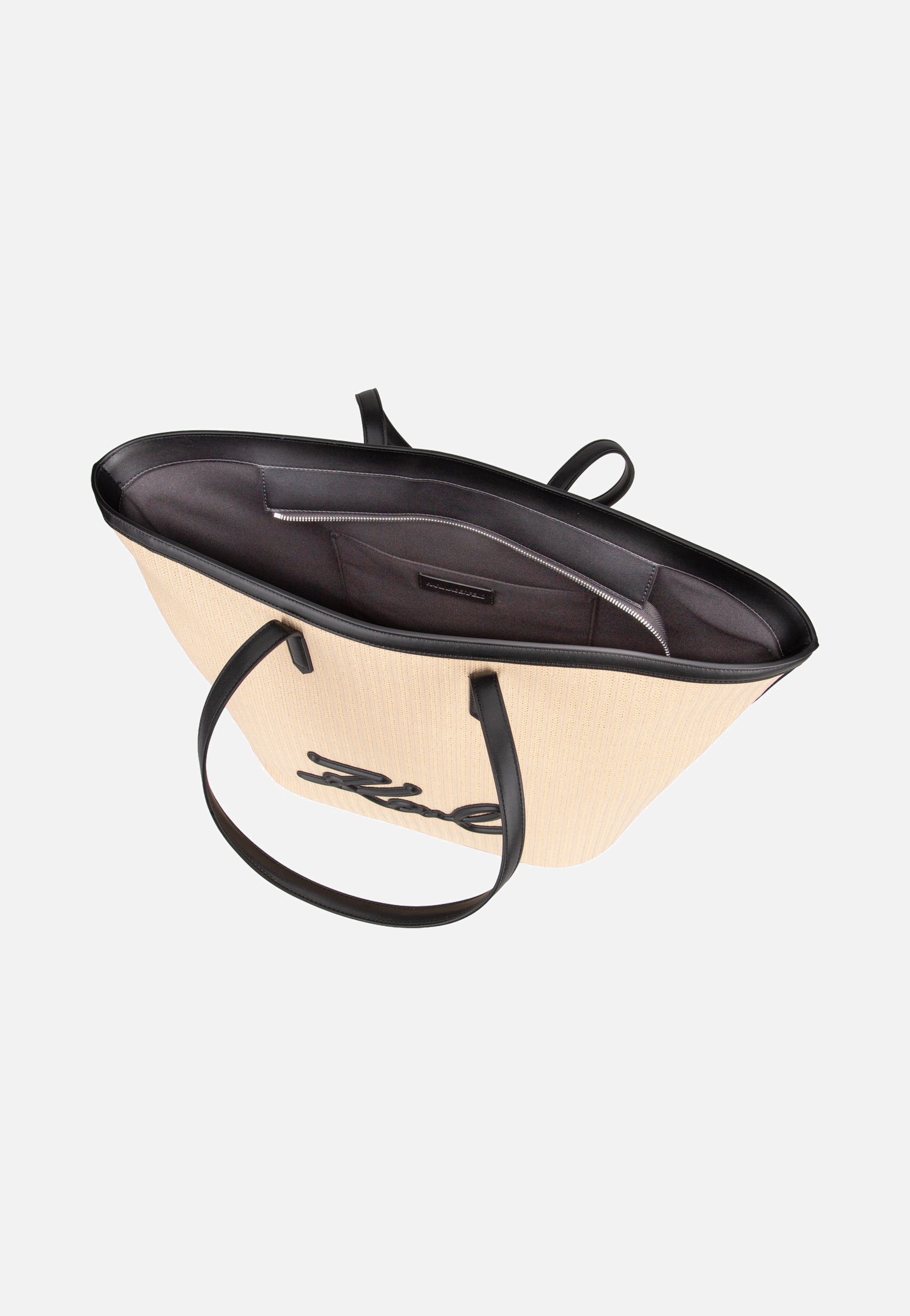 Karl Lagerfeld - K/Signature Raffia MD Tote Natural/Black - Tote Bag | Women-Image