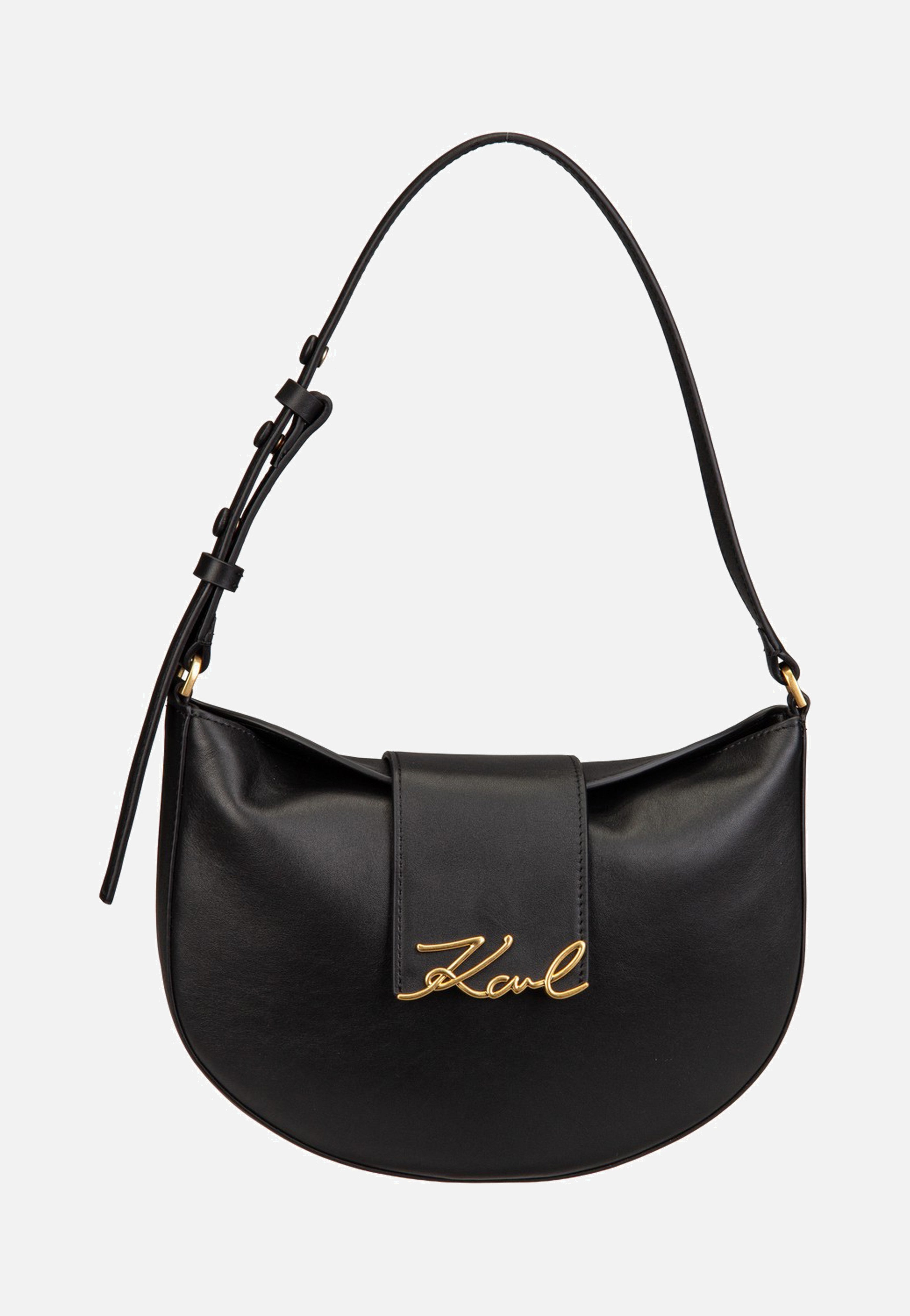 Karl Lagerfeld K/Signature FL Halfmoon SHB Black/Gold Shoulder Bag