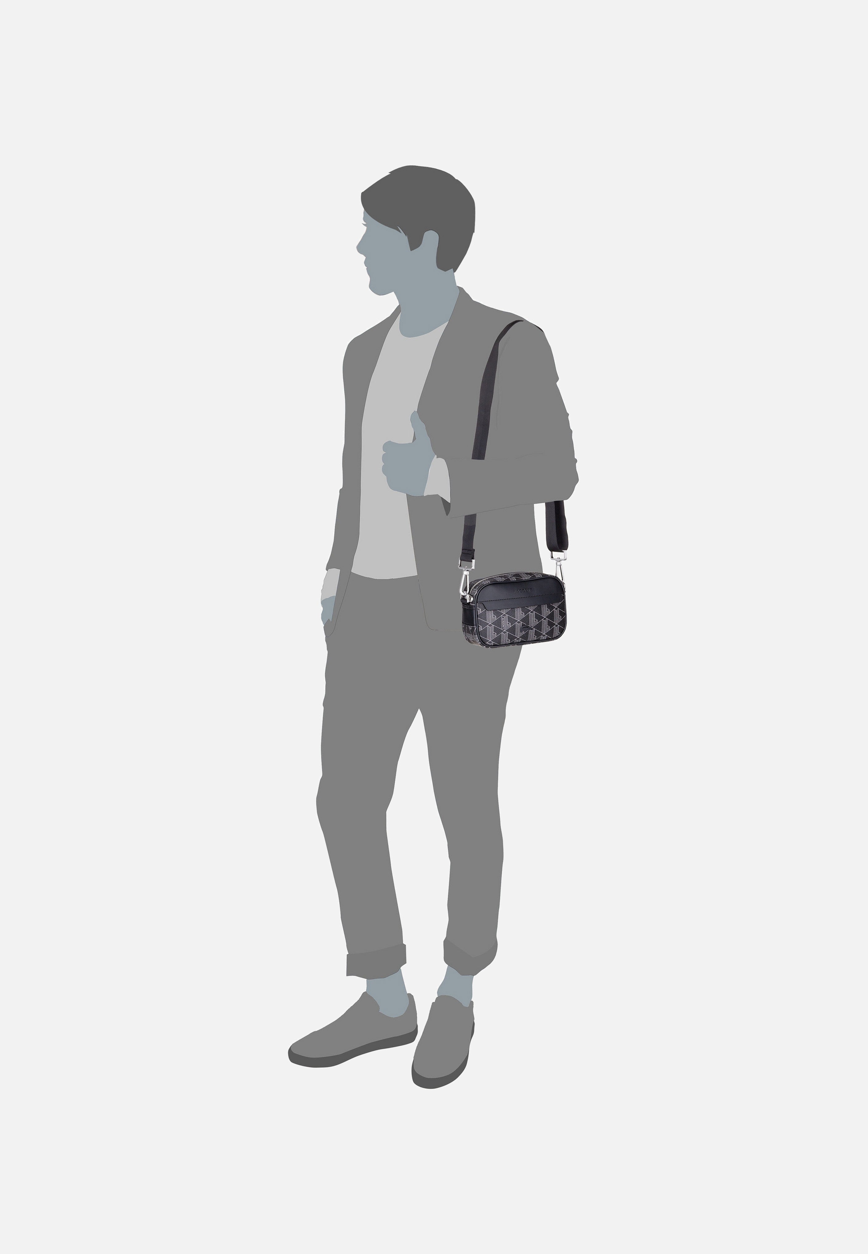 Lacoste The Blend Small NH3650LX Monogram Noir Gris Crossbody Bag