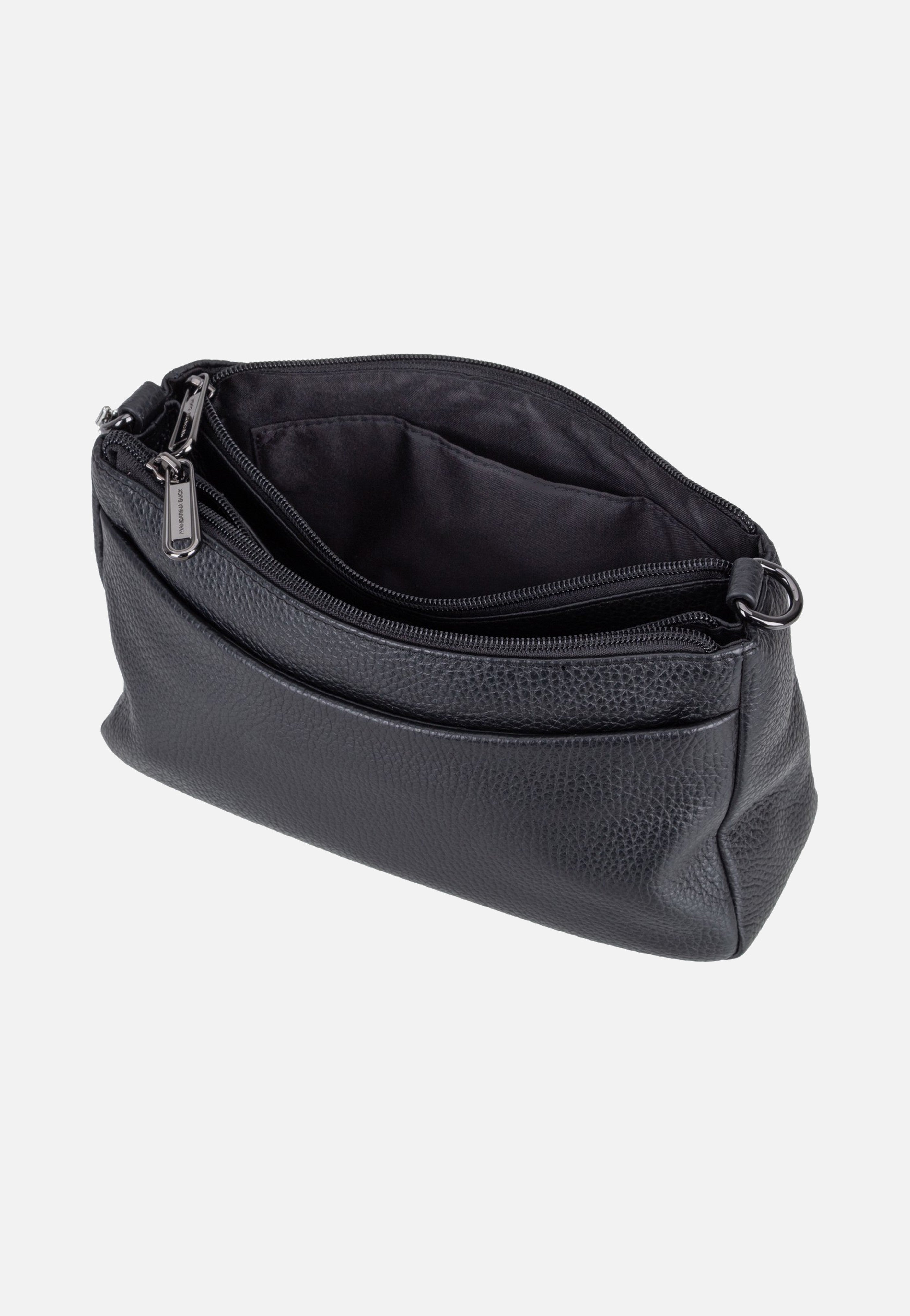 Mandarina Duck Mellow Leather Double Zipped FZTA8 Nero Evening Bag