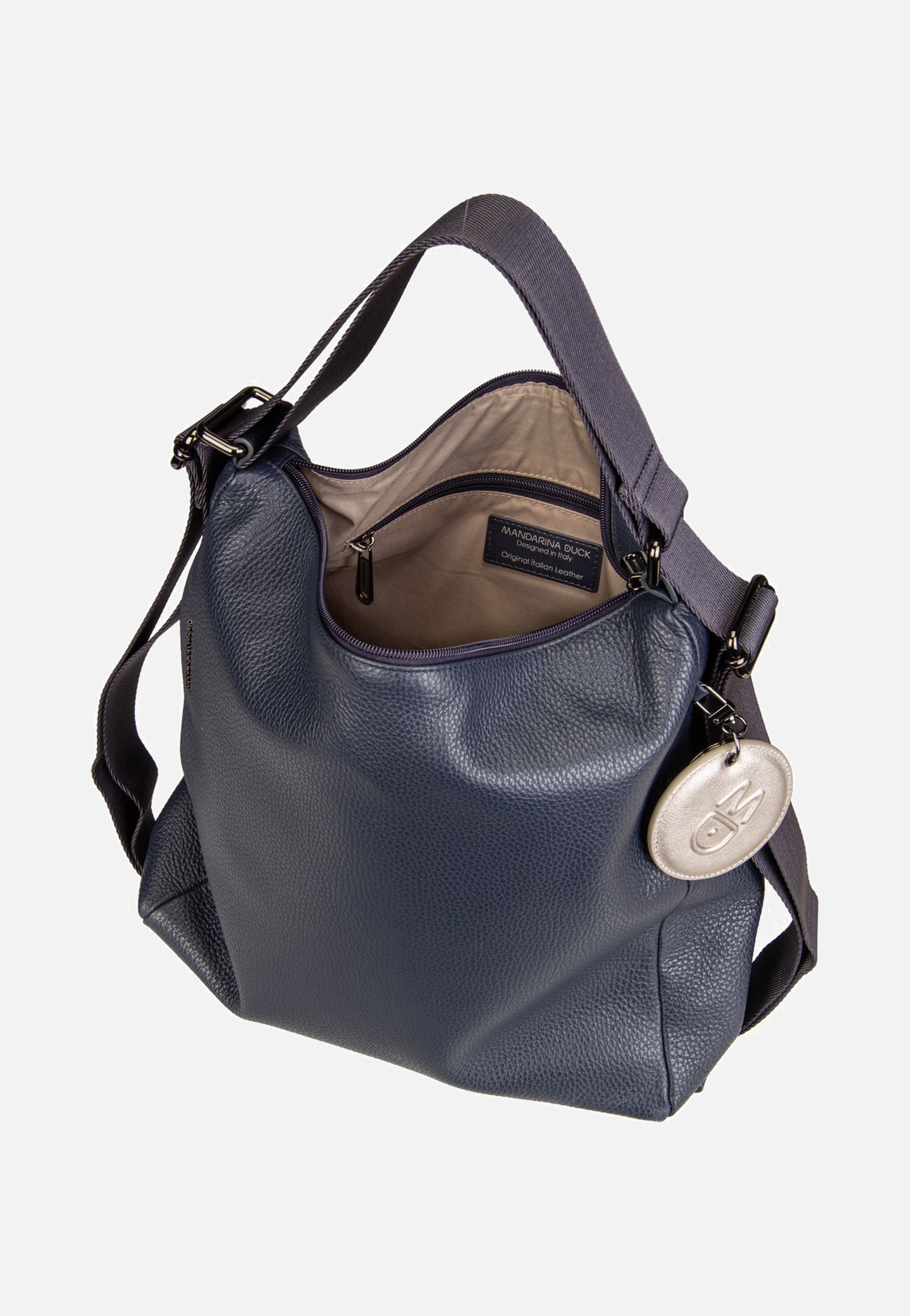 Mandarina Duck Mellow Leather Hobo FZT72 Dress Blue Backpack