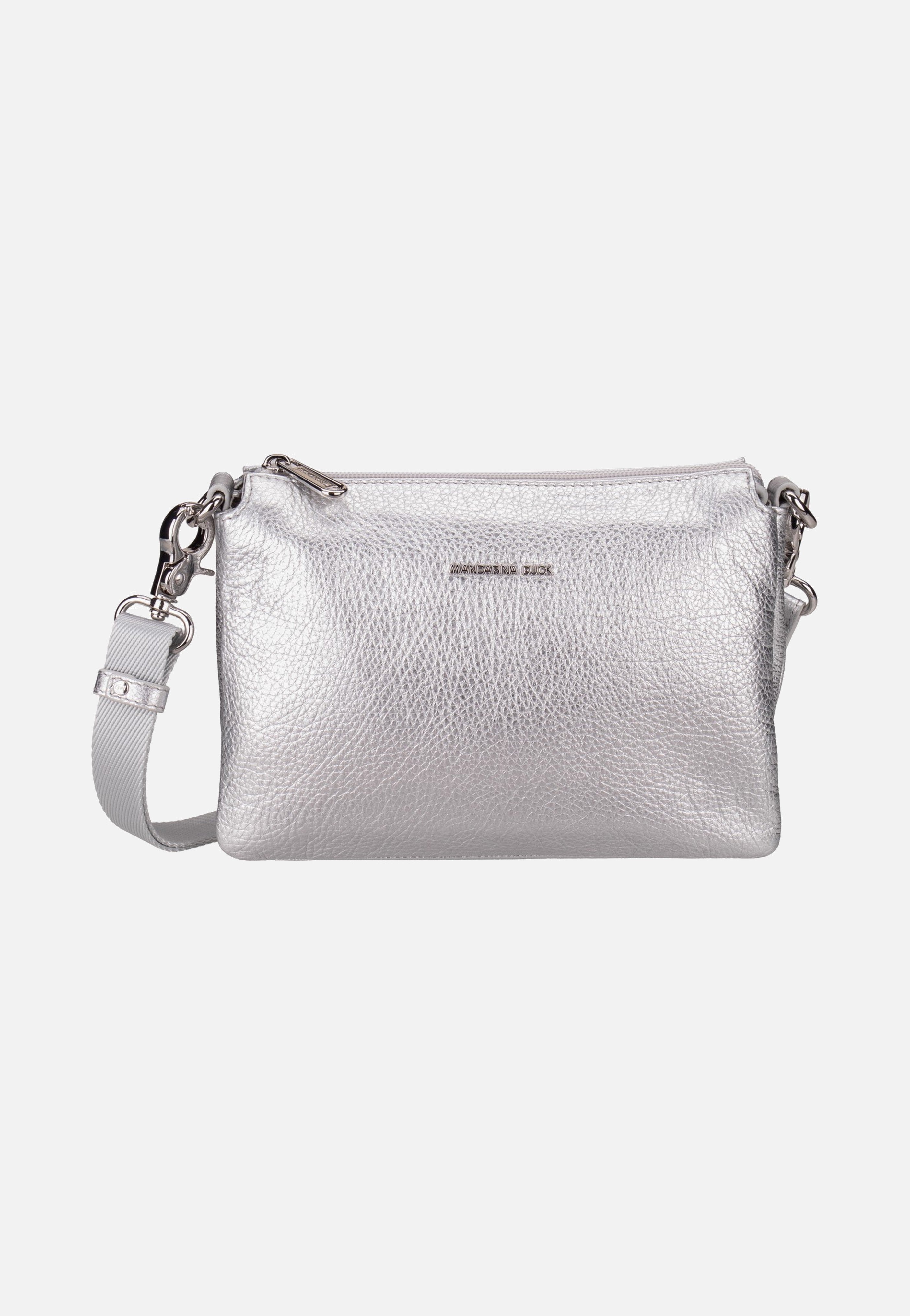 Mandarina Duck Mellow Metal Triple Pochette OYT82 Silver Crossbody Bag