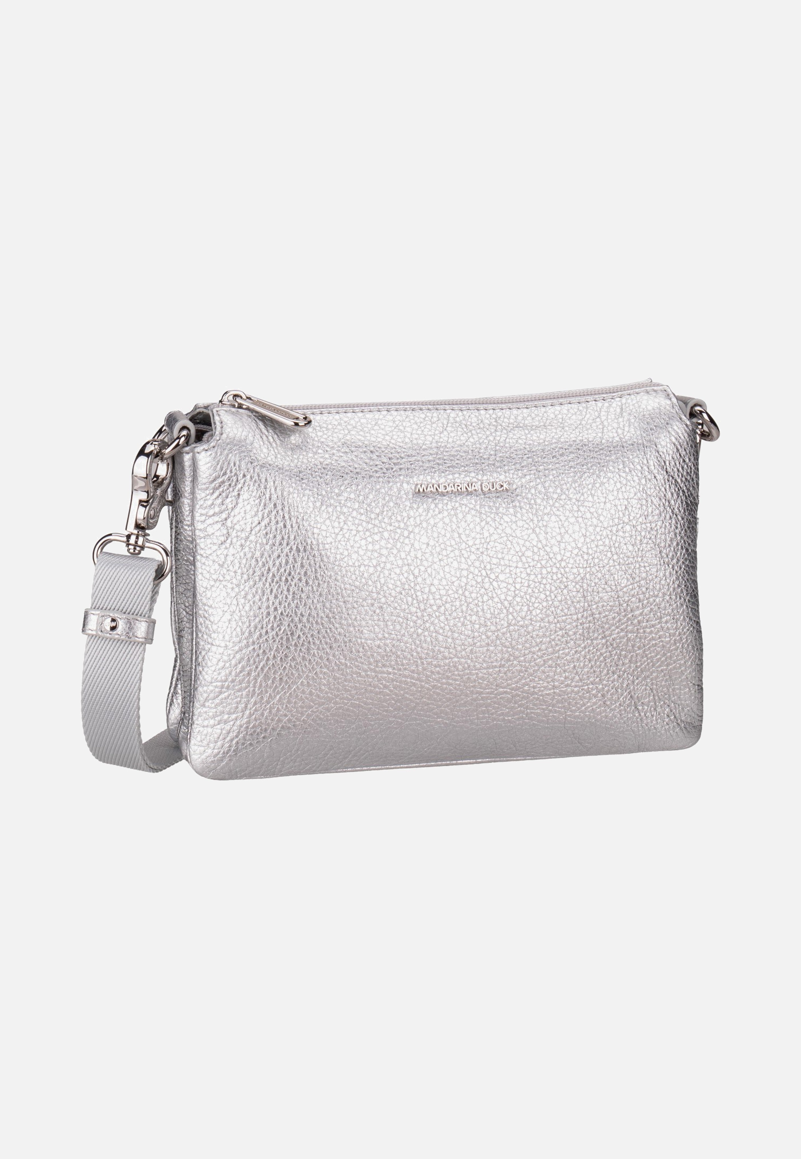 Mandarina Duck Mellow Metal Triple Pochette OYT82 Silver Crossbody Bag