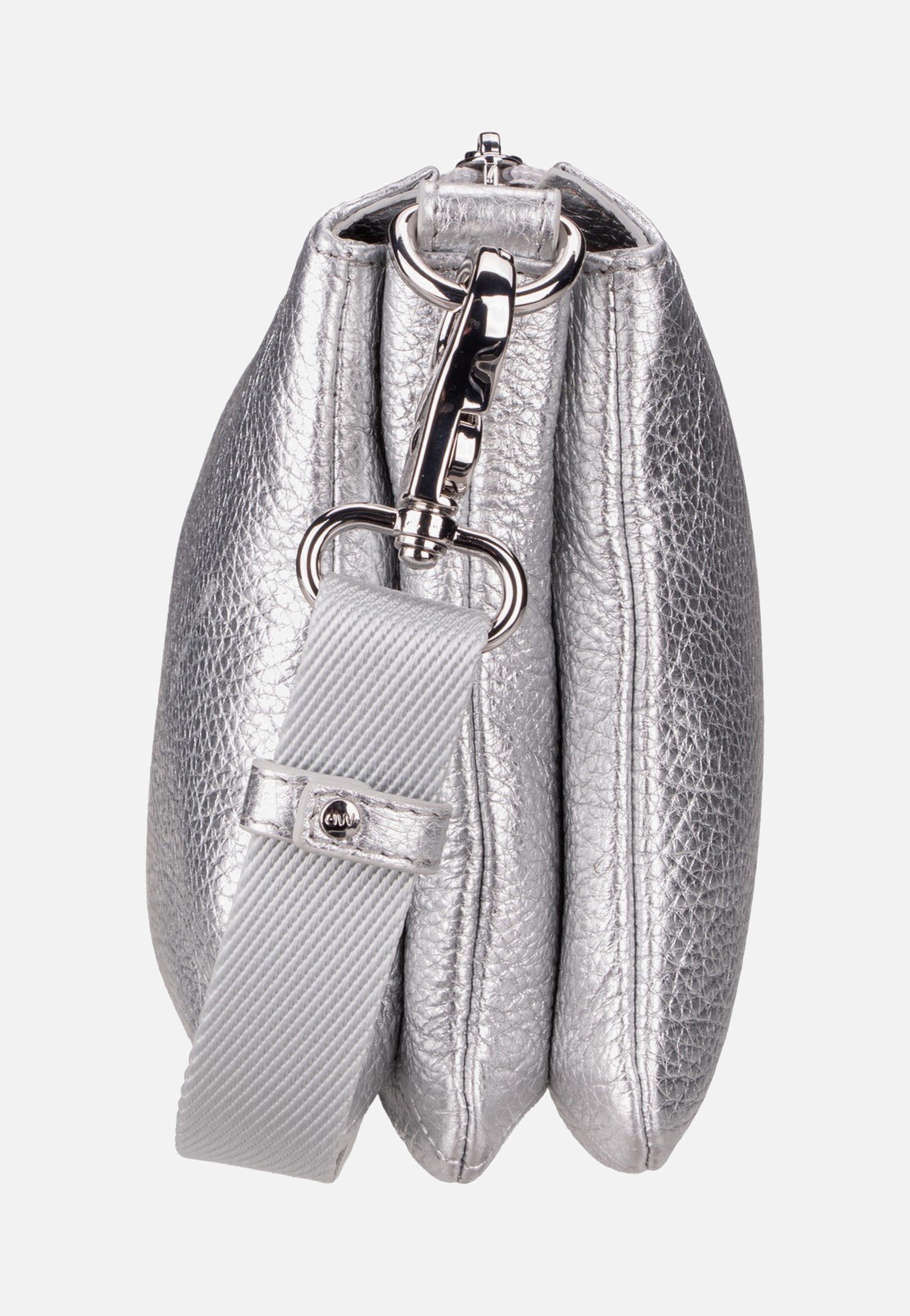 Mandarina Duck Mellow Metal Triple Pochette OYT82 Silver Crossbody Bag