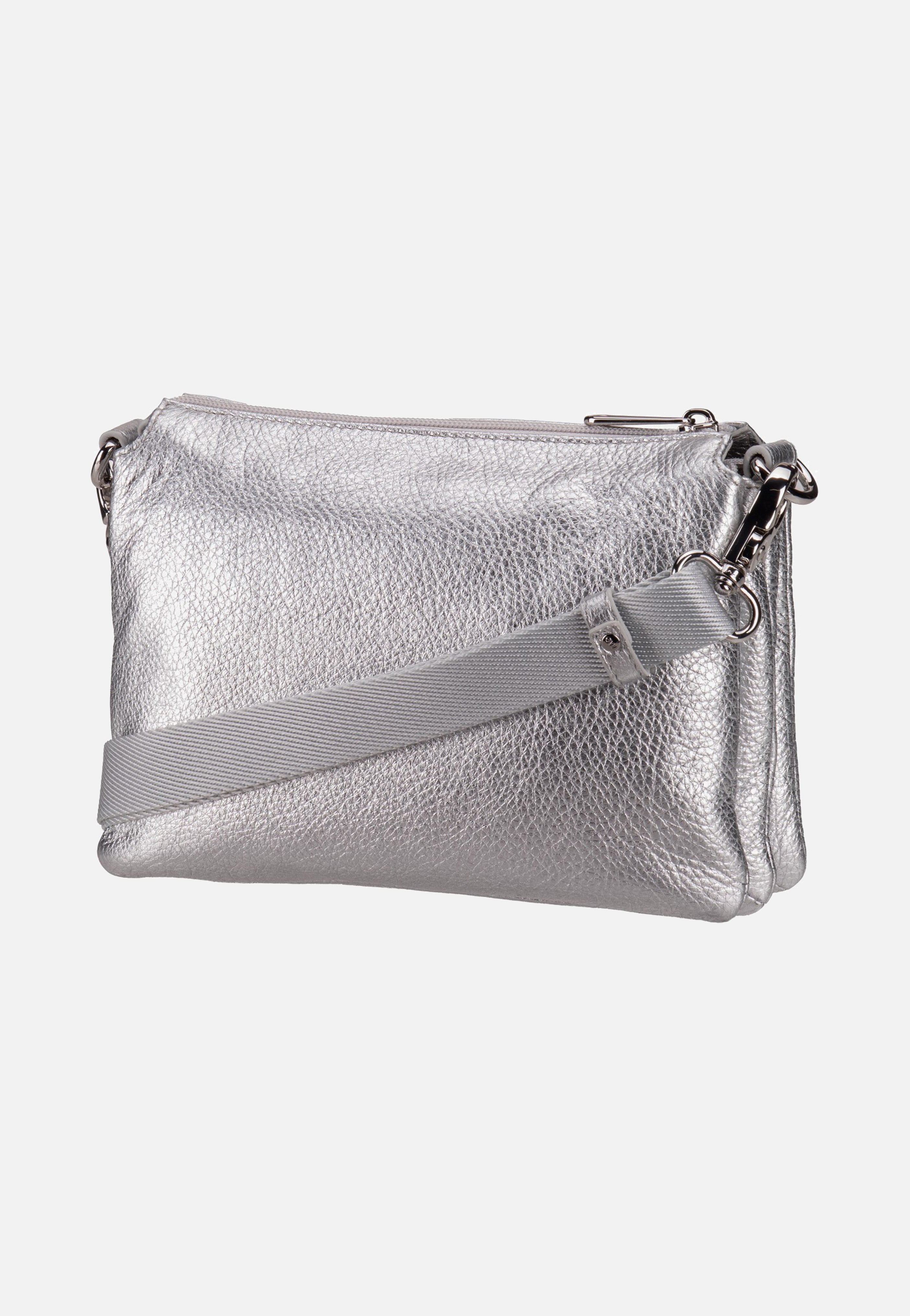 Mandarina Duck Mellow Metal Triple Pochette OYT82 Silver Crossbody Bag