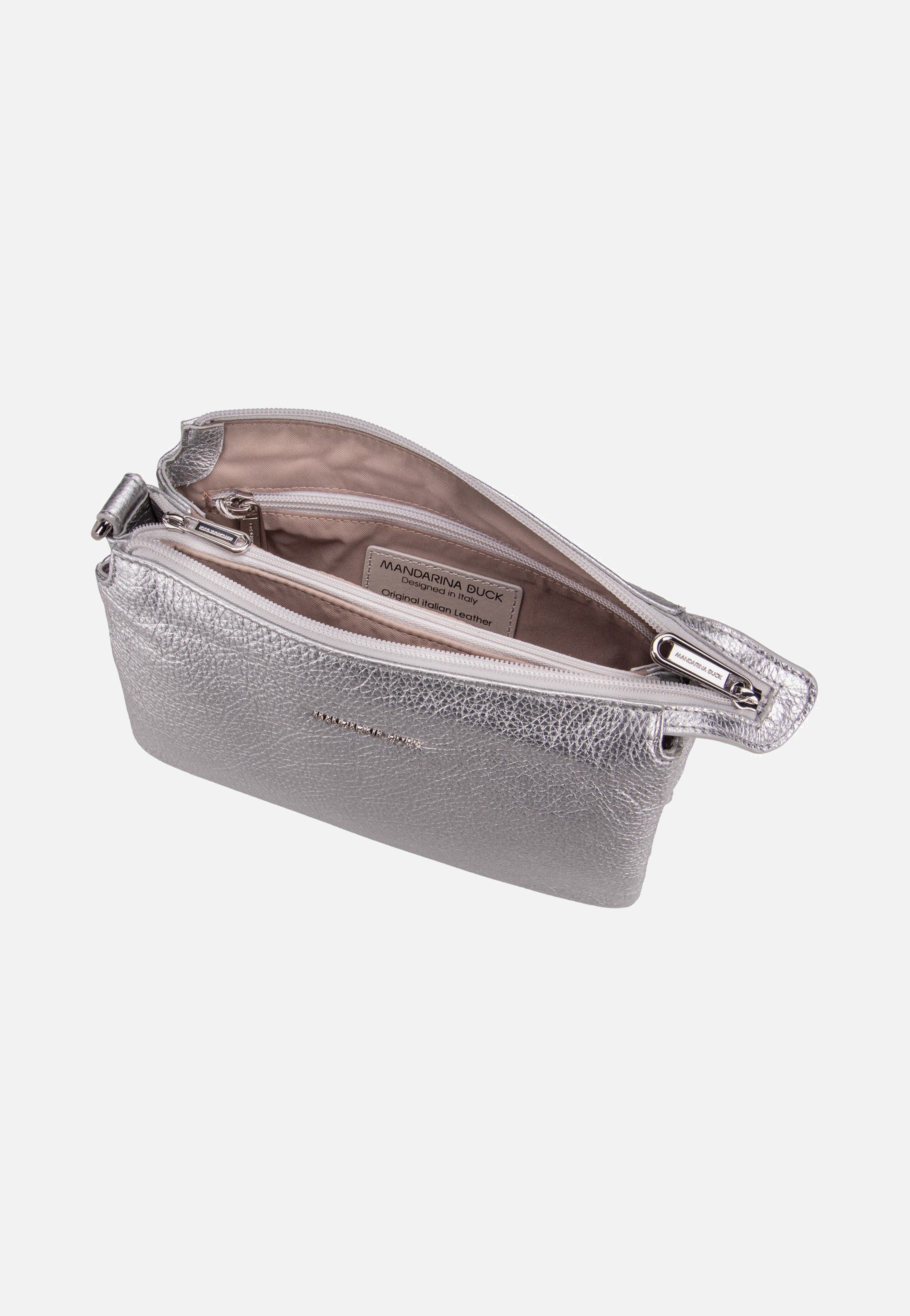 Mandarina Duck Mellow Metal Triple Pochette OYT82 Silver Crossbody Bag