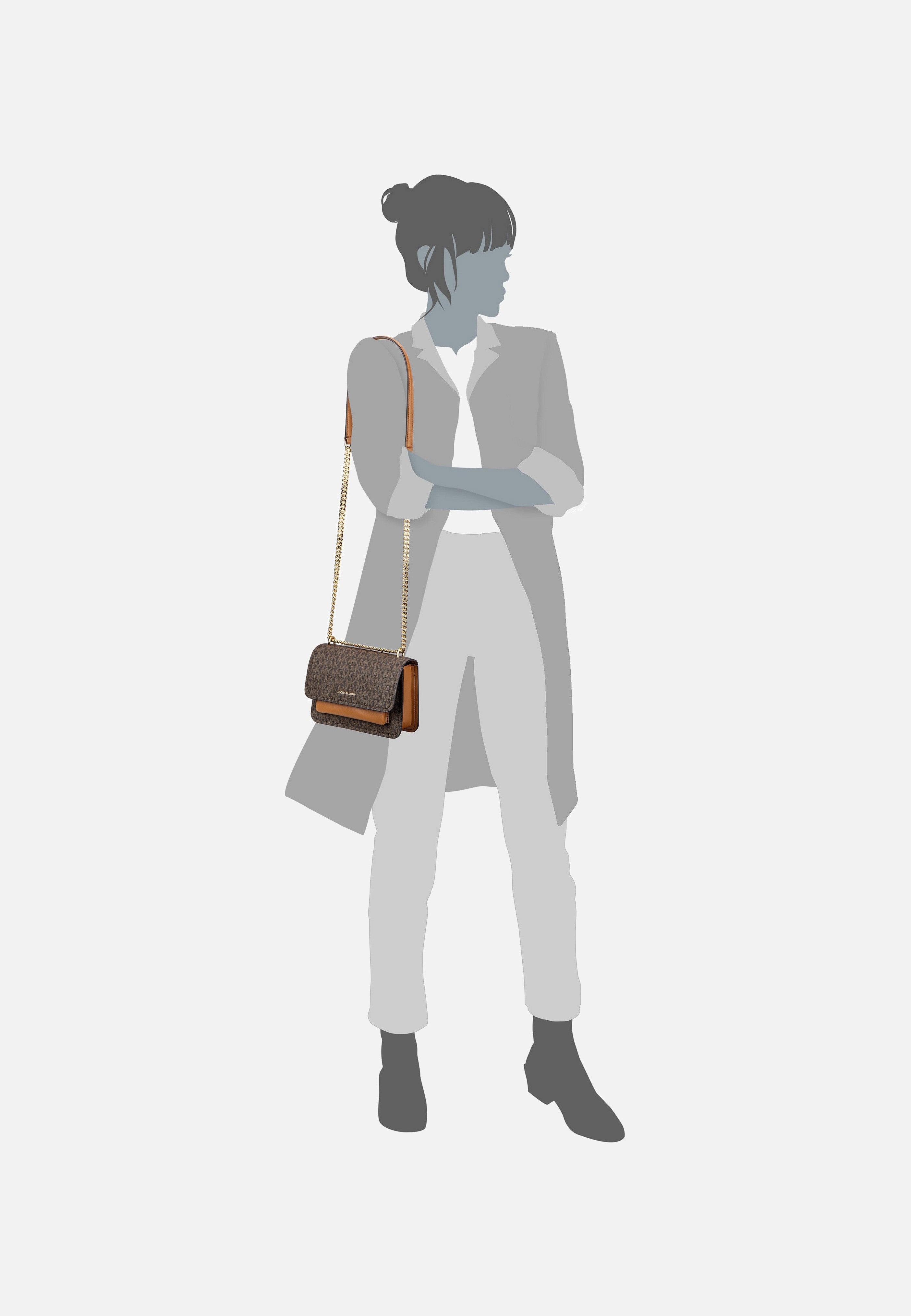 Michael Kors Claire SM Xbody MK Signature Brown/Acorn Evening Bag