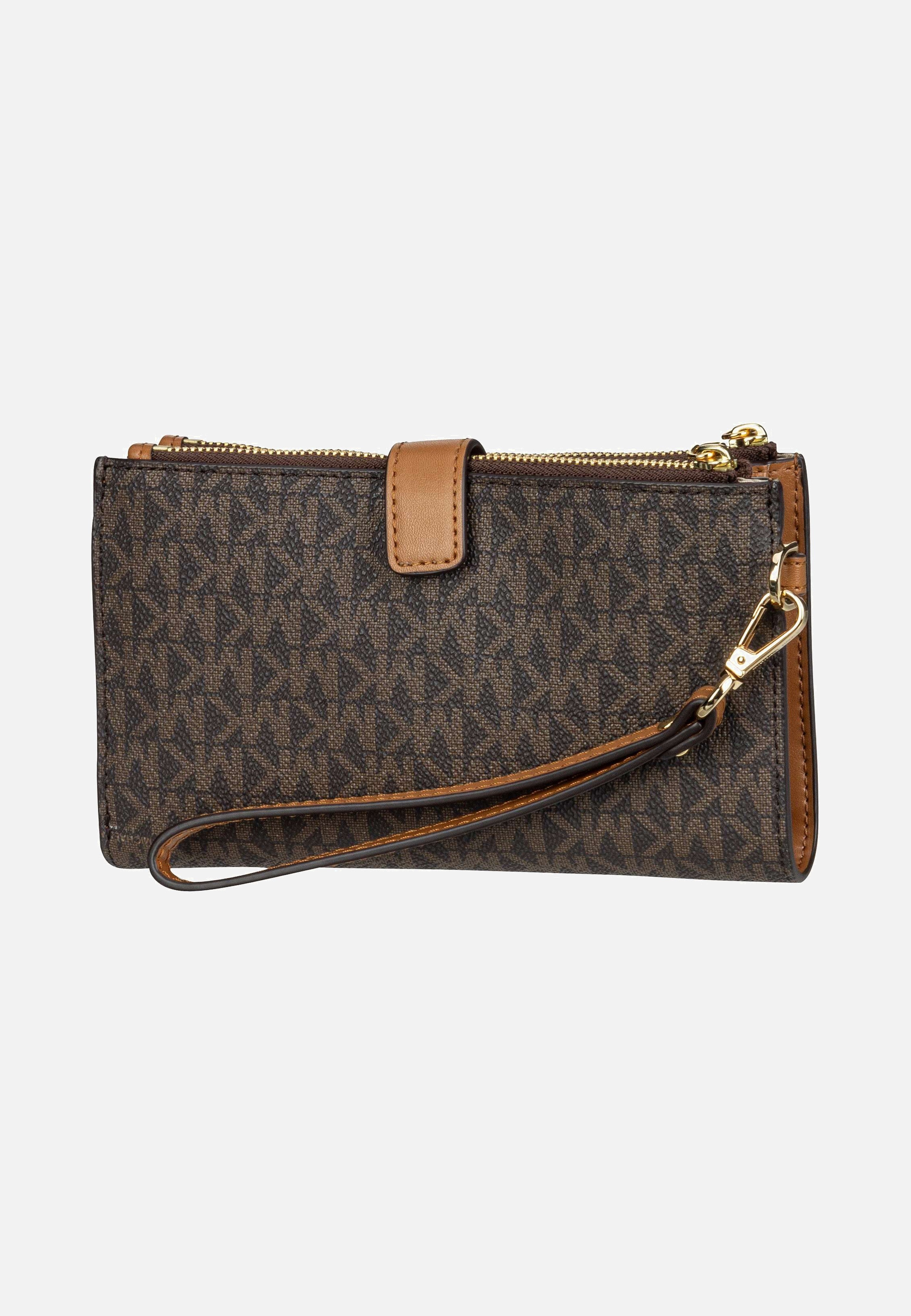 Michael Kors Jet Set Double Zip MK SIG Brown Clutch
