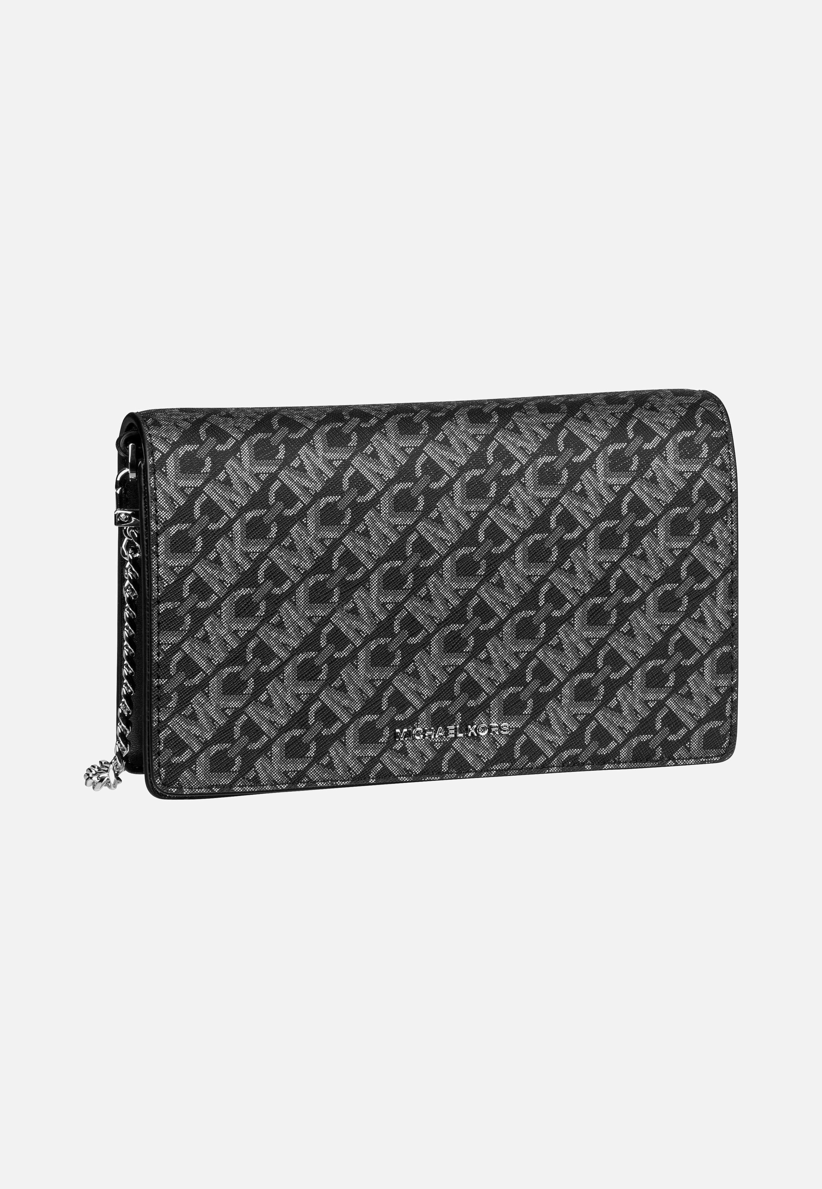Michael Kors Jet Set Medium Flap Chain MK SIG Black/Silver Evening Bag