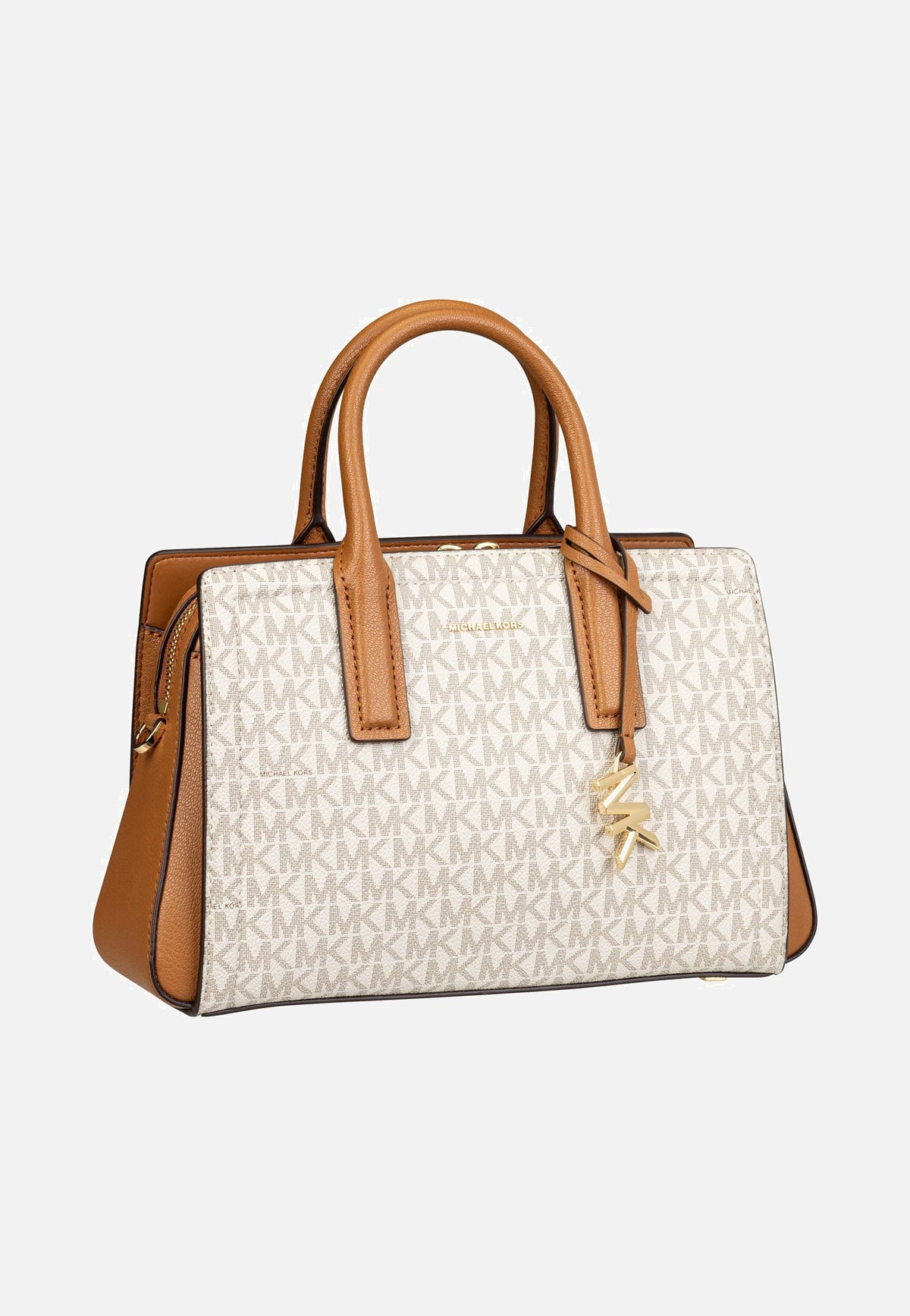 Michael Kors Laila SM Satchel MK SIG Vanilla/Acorn Sac à poignée