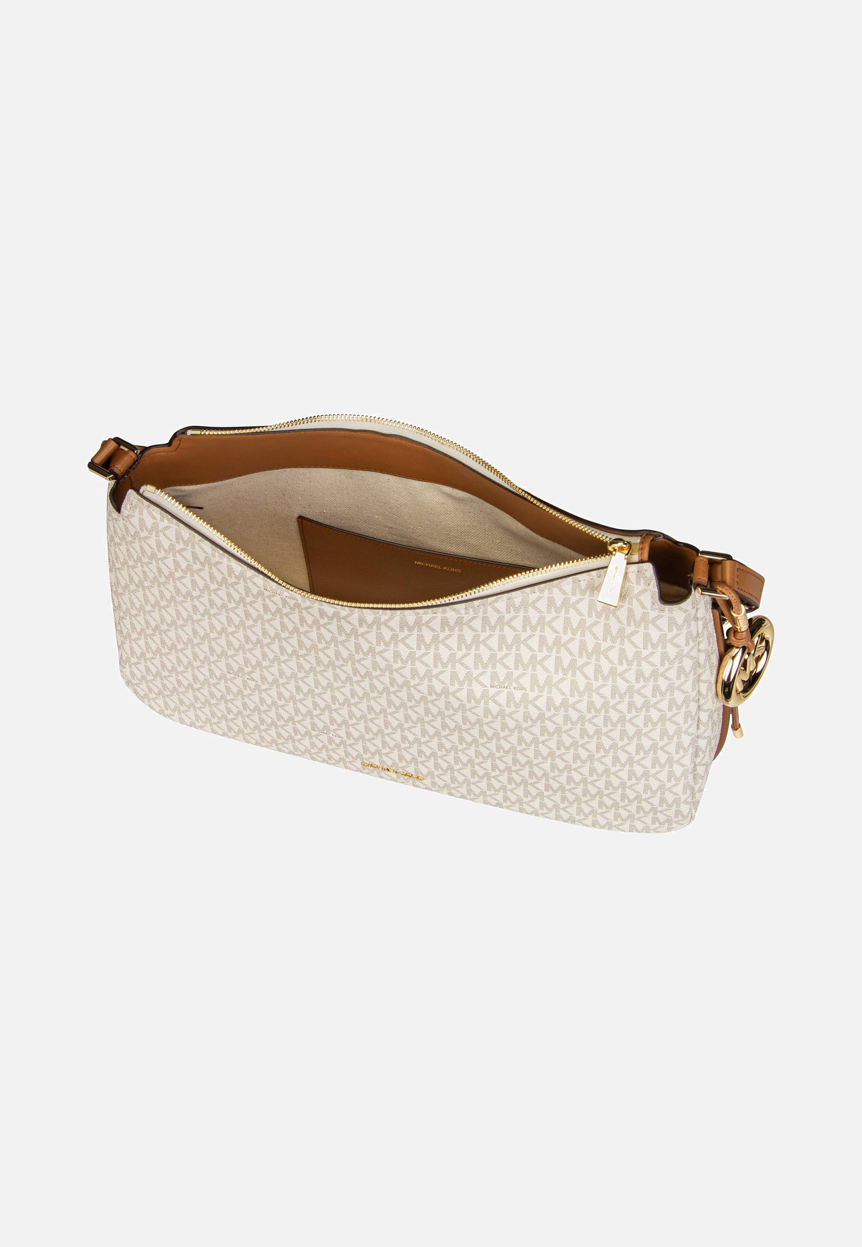 Michael Kors - Nolita MD TZ Hobo Shoulder MK Sig Vanilla/Acorn - Shoulder Bag | Women-Image