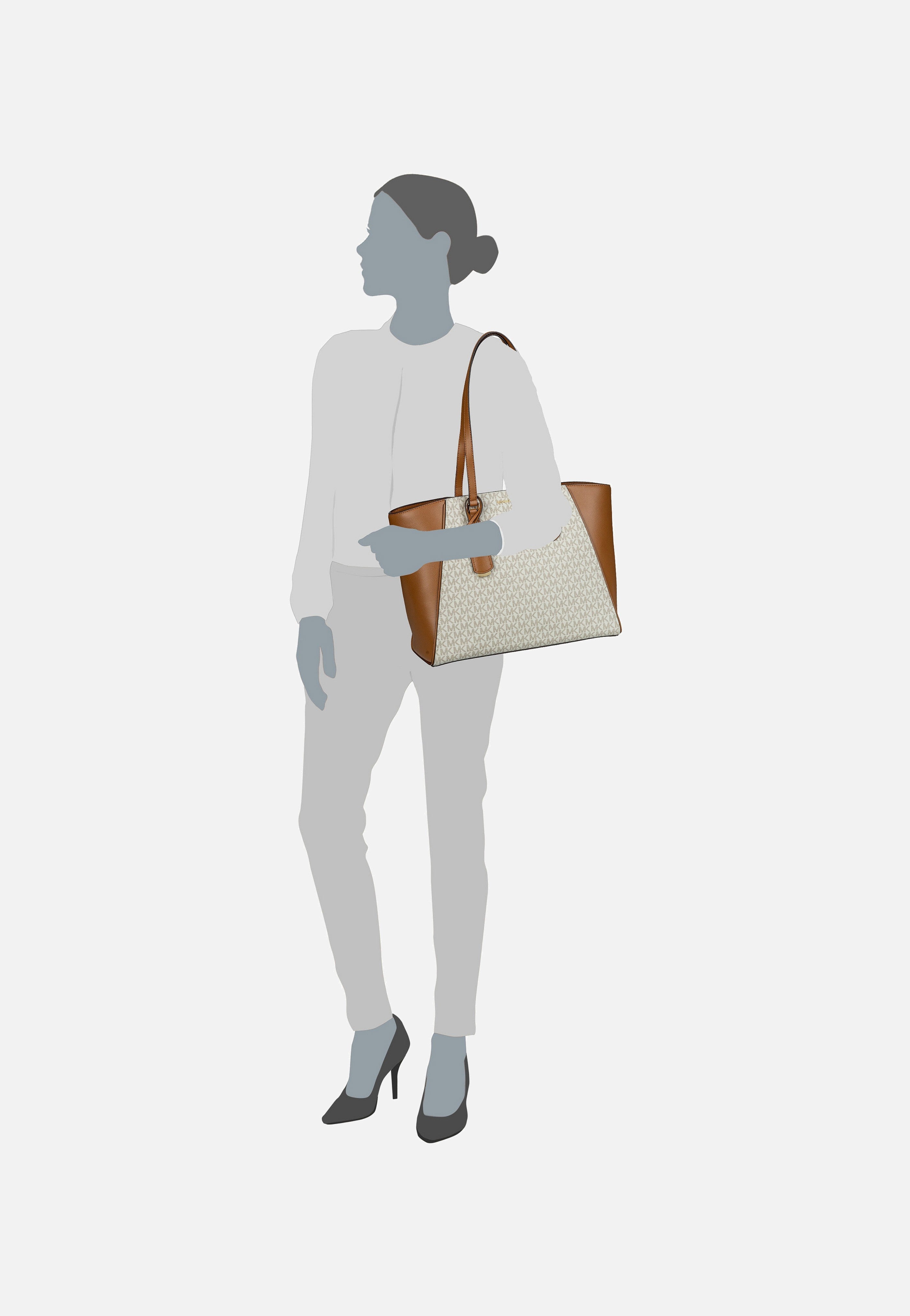 Michael Kors - Taryn Large MF TZ MK SIG Vanilla/Acorn - Shopper | Women-Image