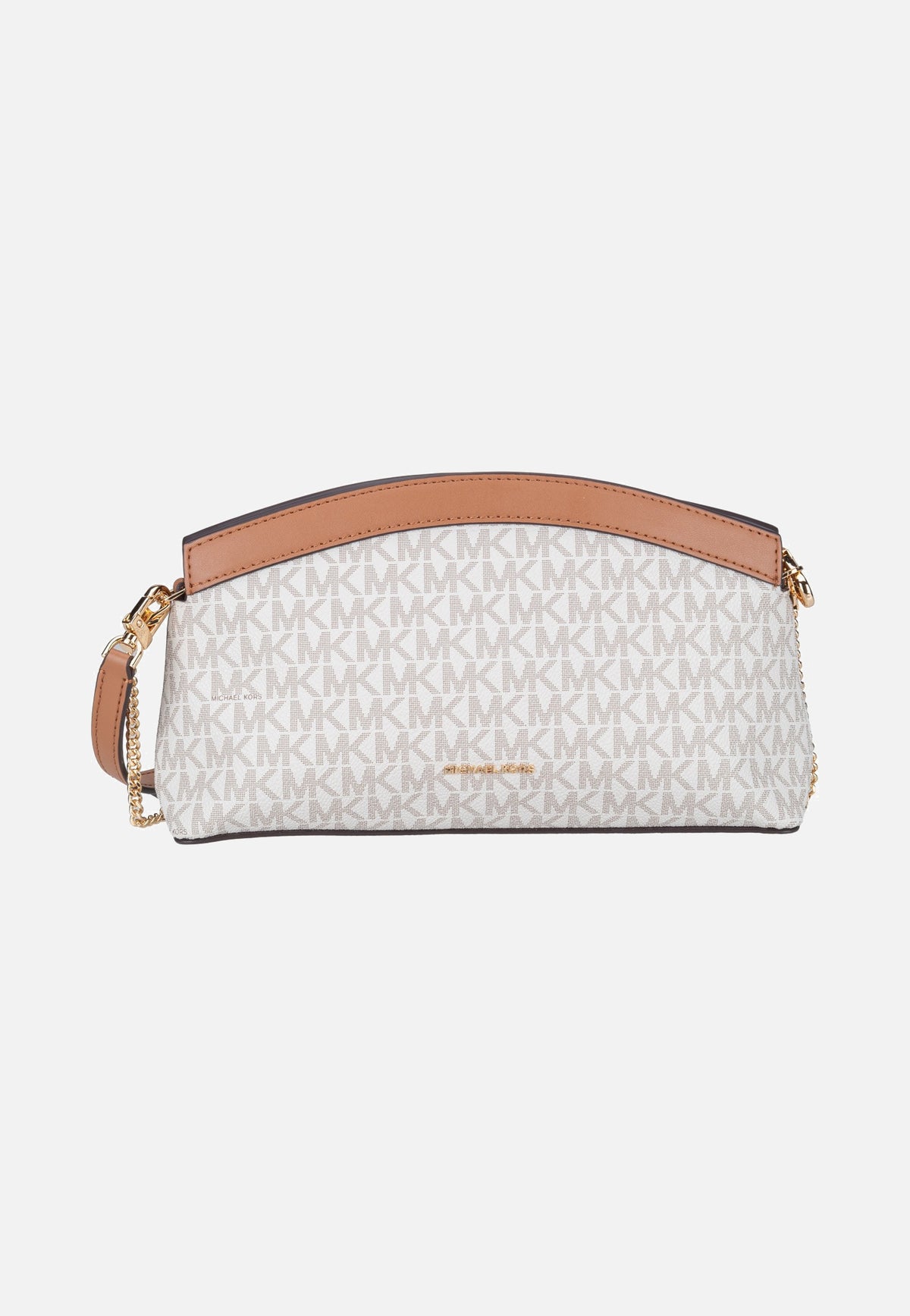 Michael Kors Athena SM Dome Chn Clutch Xbody Vanilla/Acorn Schoudertas