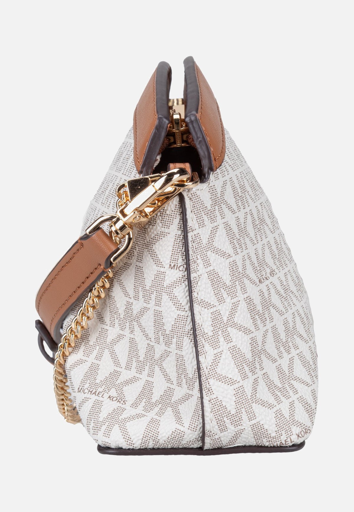 Michael Kors Athena SM Dome Chn Clutch Xbody Vanilla/Acorn Schoudertas