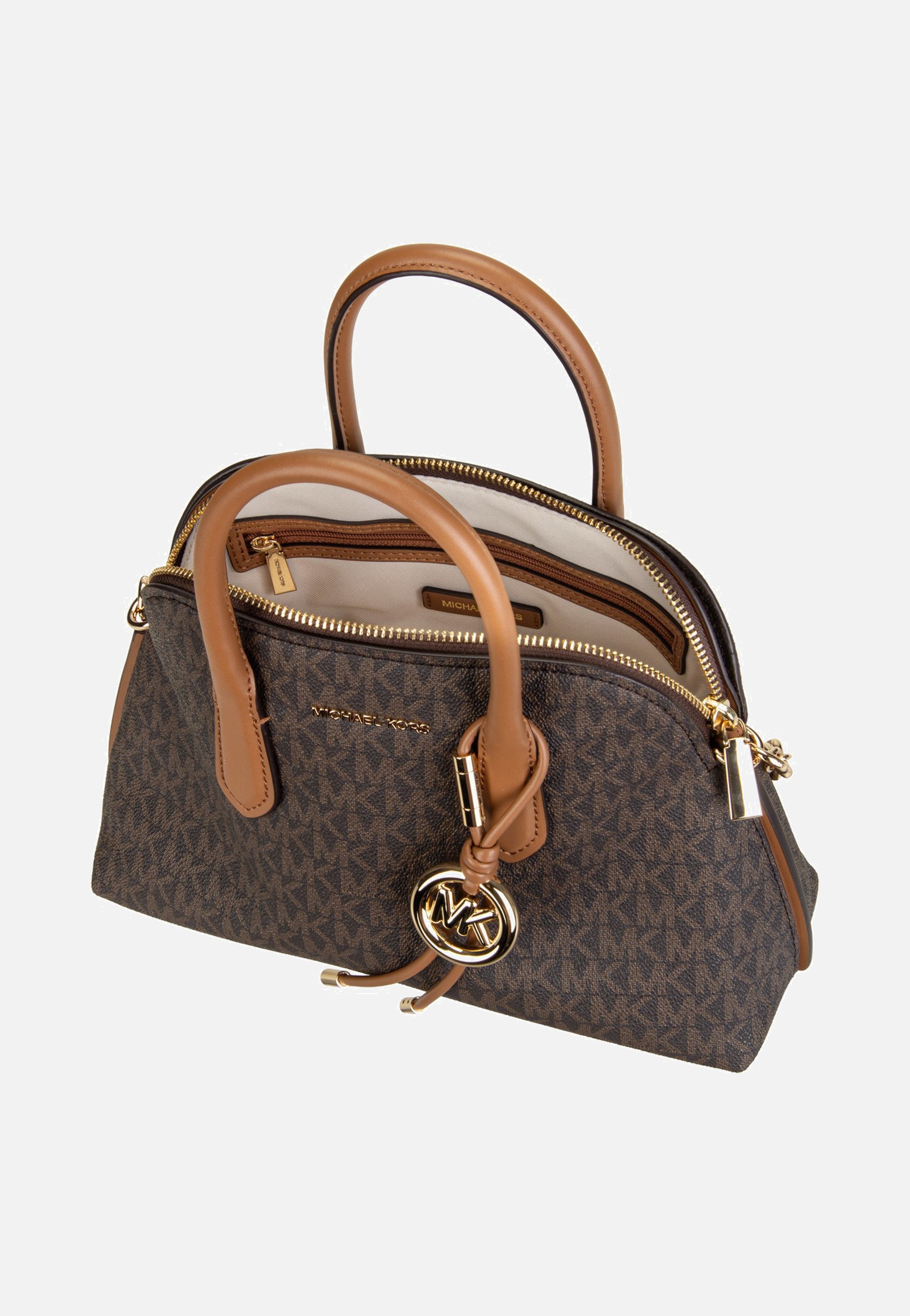 Michael Kors Freddie Medium Dome Chn Stchl Brown/Acorn Handle Bag