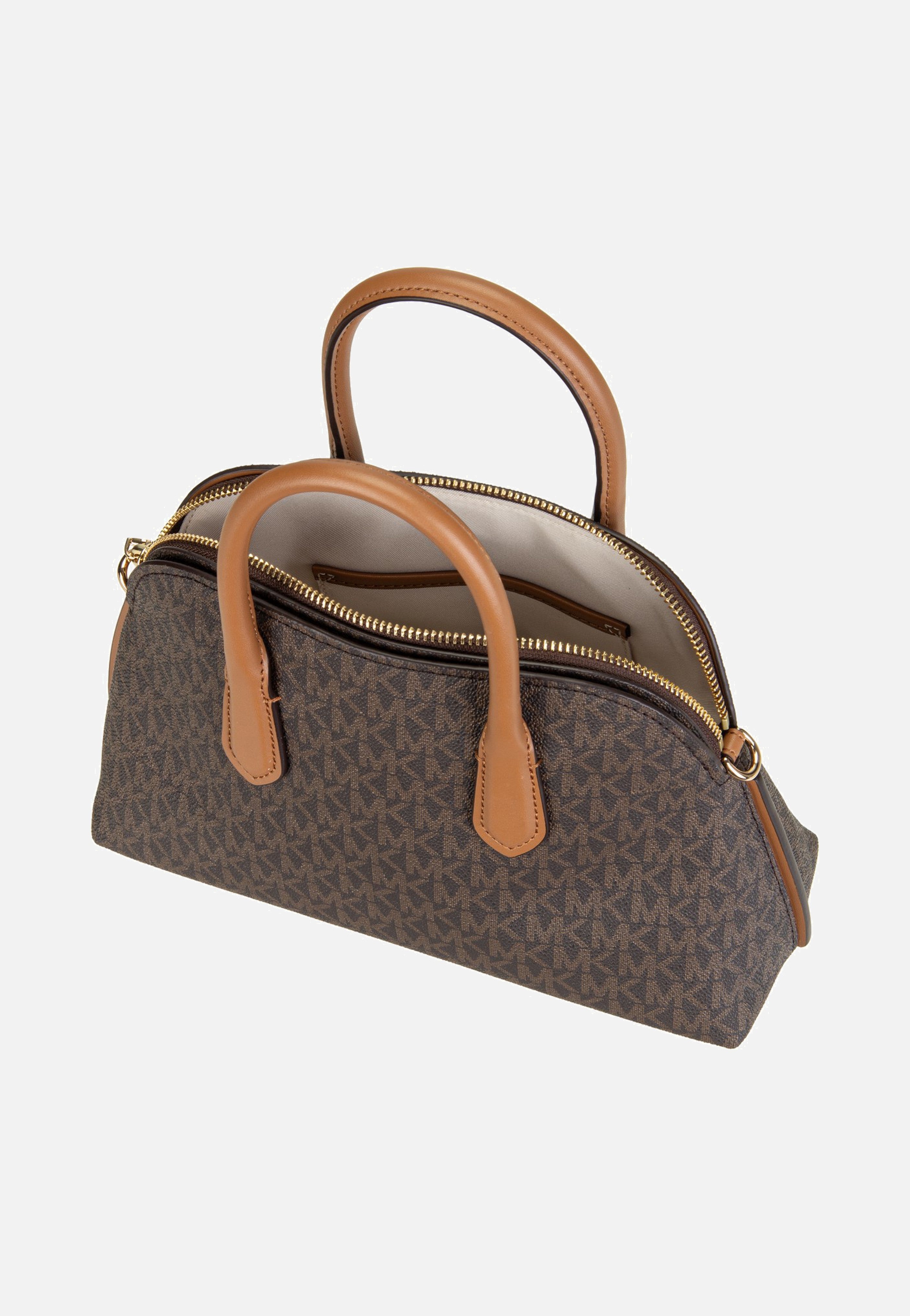 Michael Kors Freddie Medium Dome Chn Stchl Brown/Acorn Handle Bag
