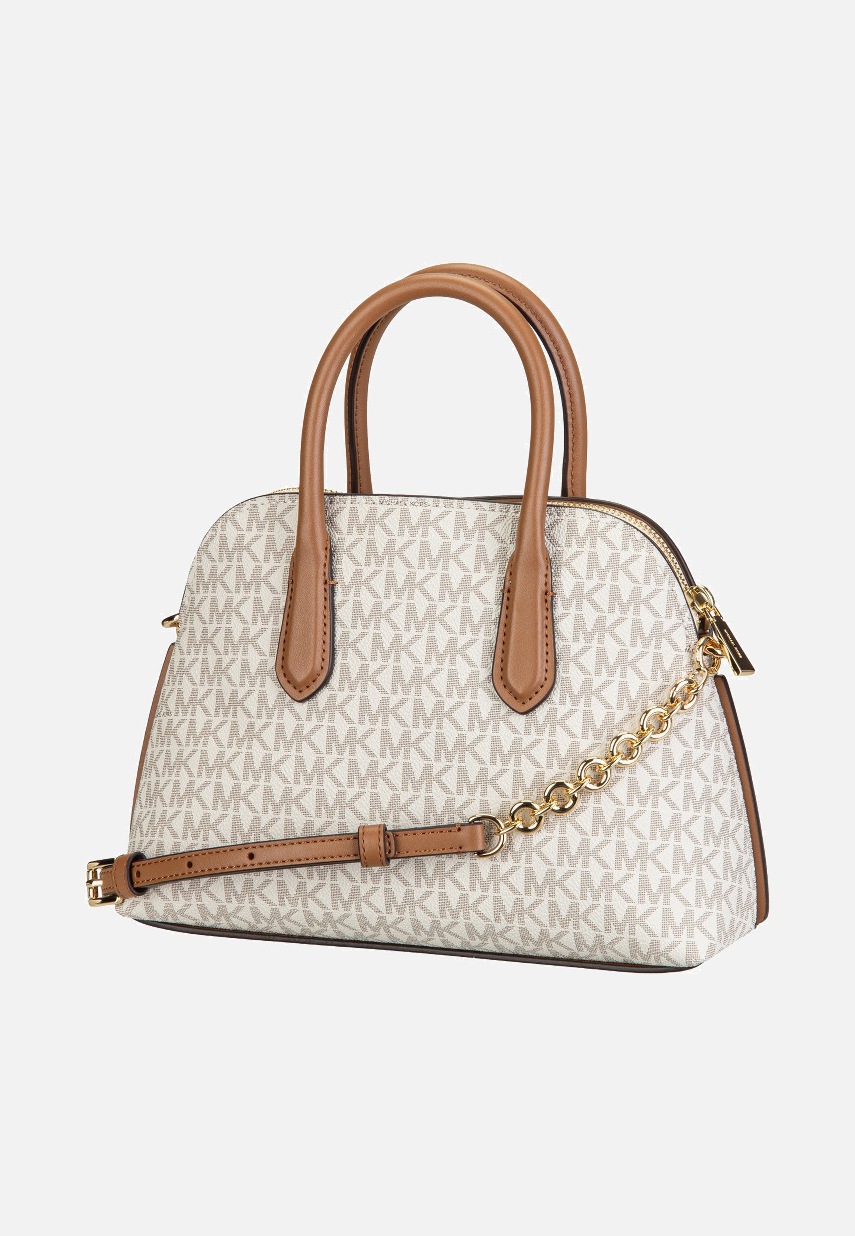 Michael Kors Freddie Medium Dome Chn Stchl Vanilla/Acorn Handle Bag