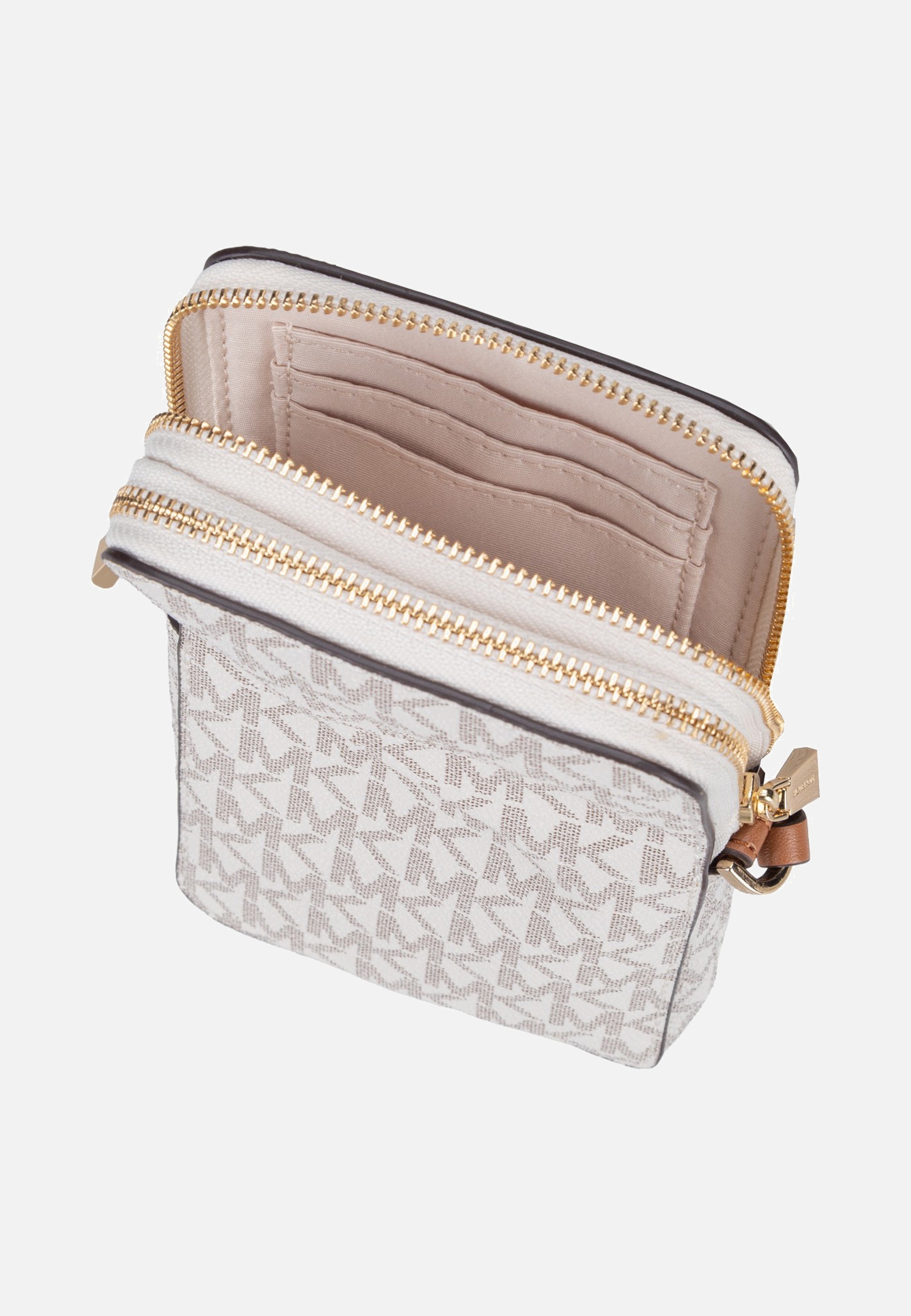 Michael Kors Jet Set SM Ns Double Zip Phone Xbody Vanilla/Acorn Borsa a marsupio