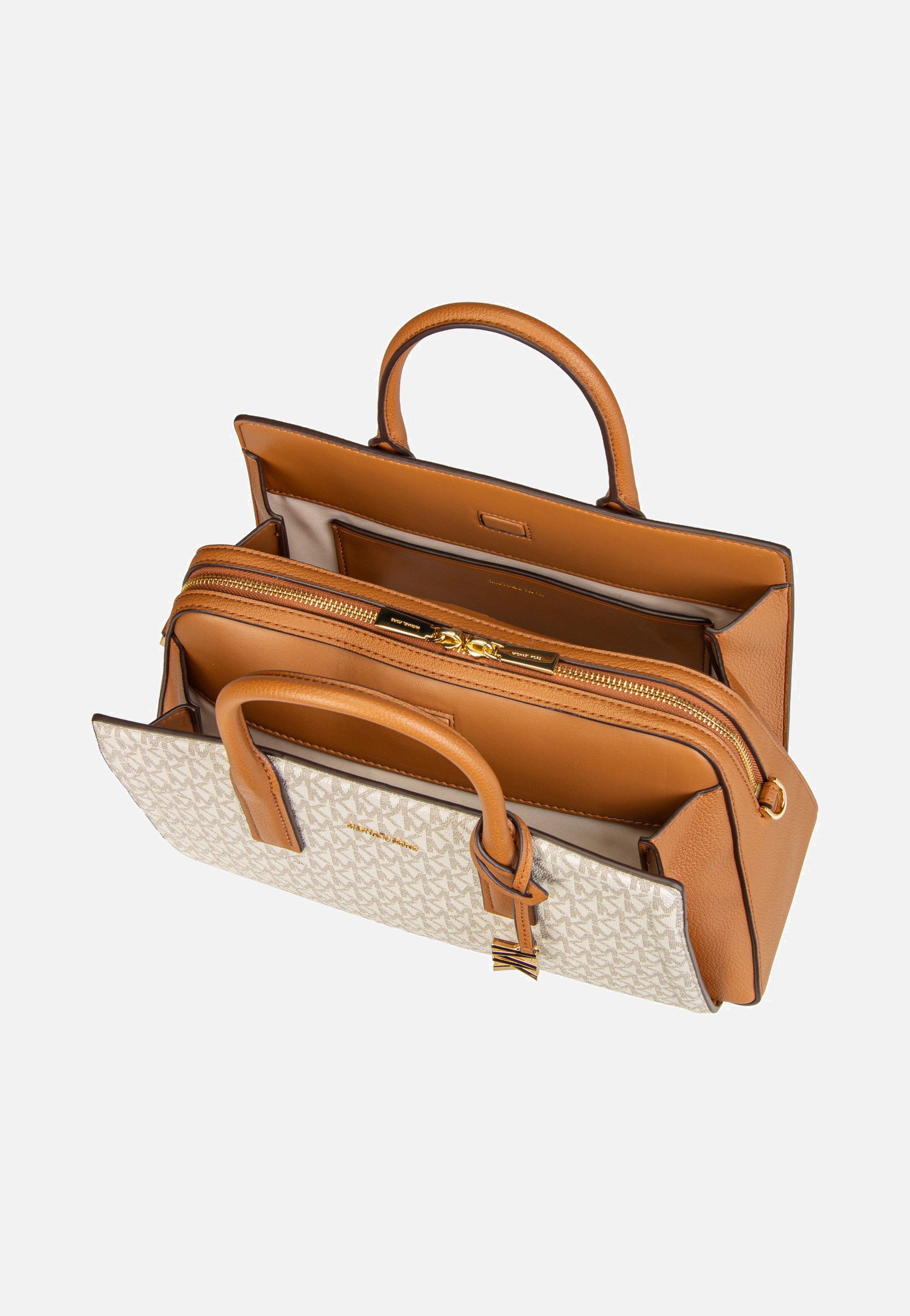 Michael Kors Laila MD Satchel Vanilla/Acorn Satchel