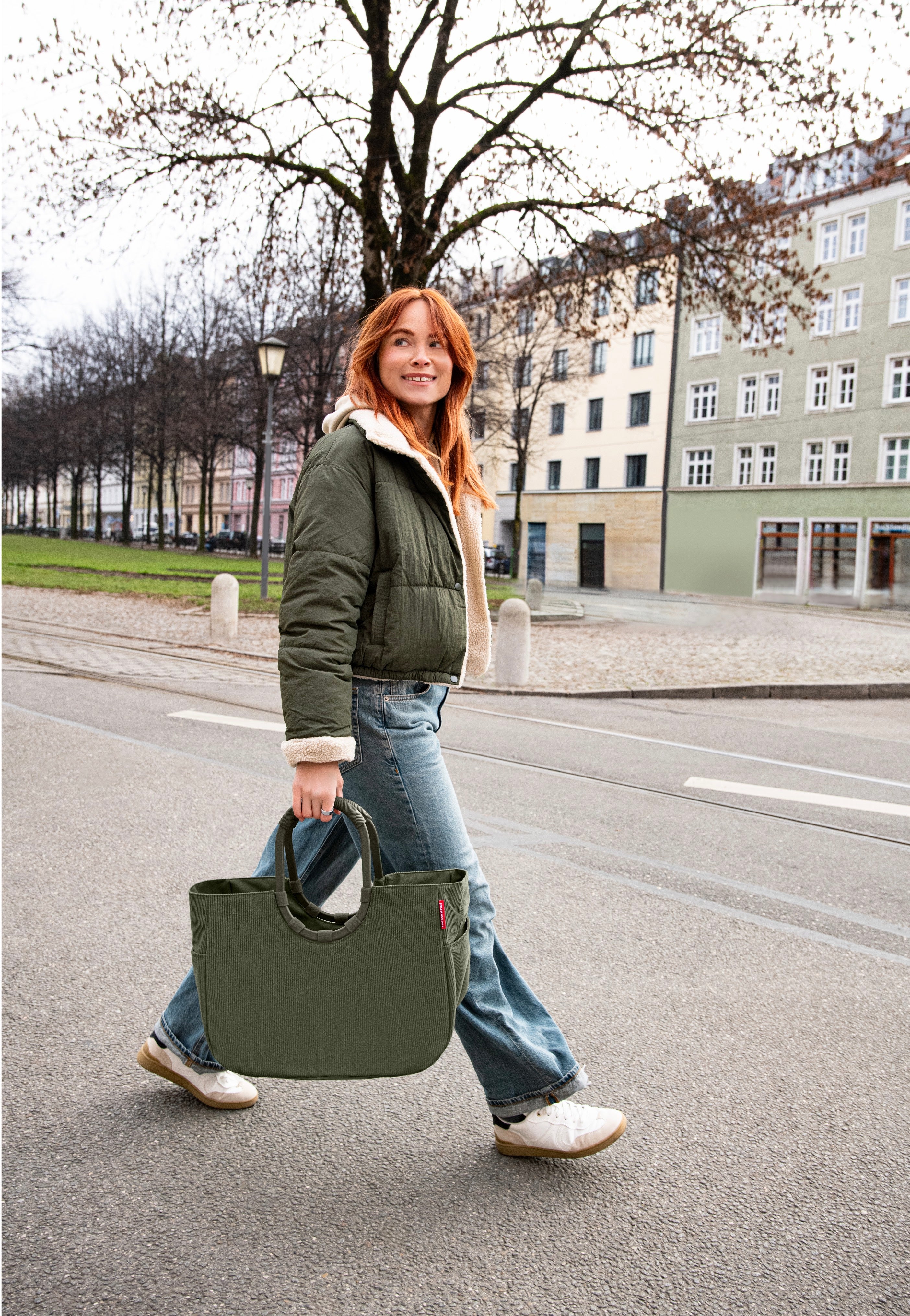 reisenthel Loopshopper L Cord Dark Matcha Shopping Basket
