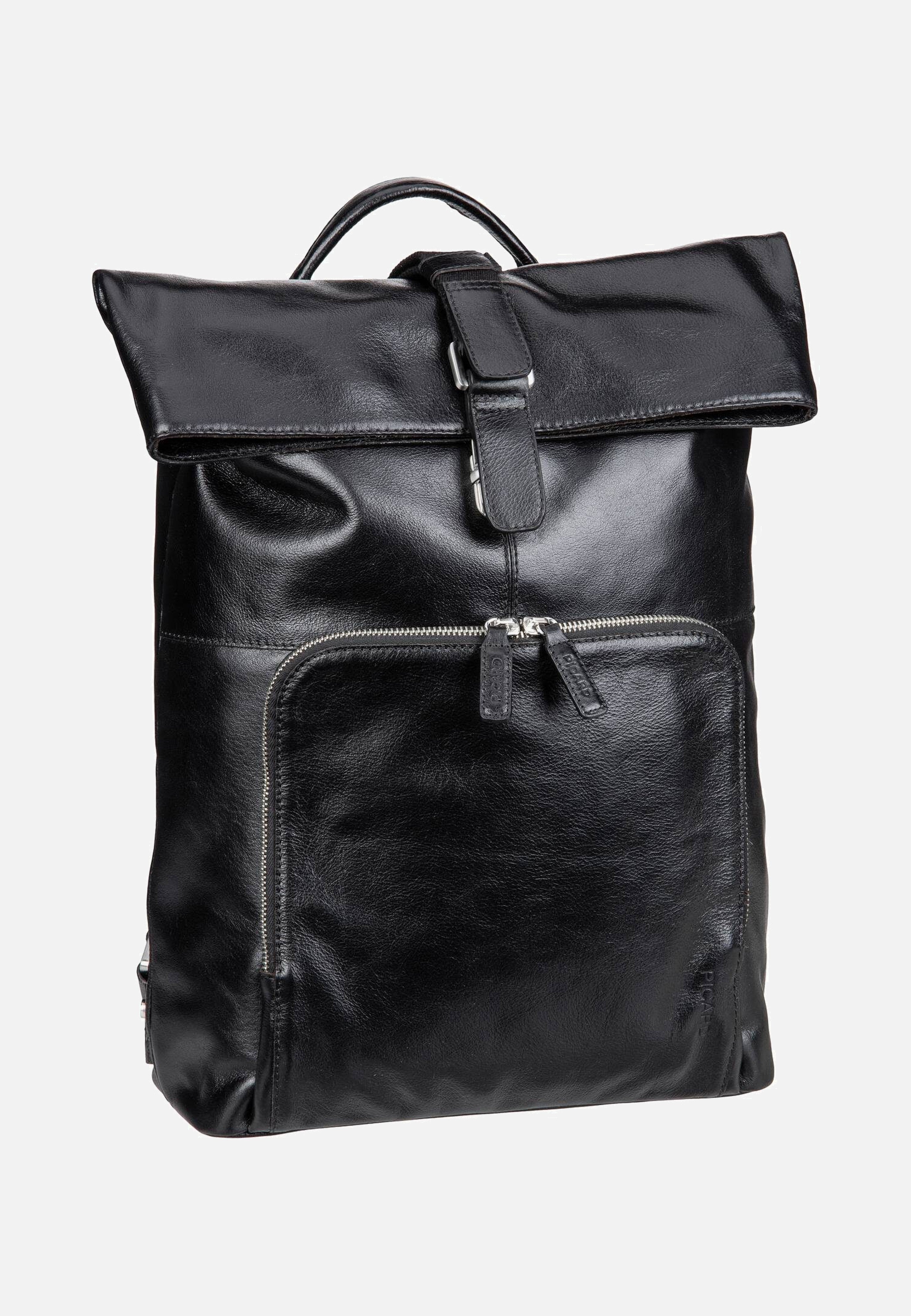 dresden flap leather backpack Picard Buddy 5667 Schwarz - Rolltop Backpack
