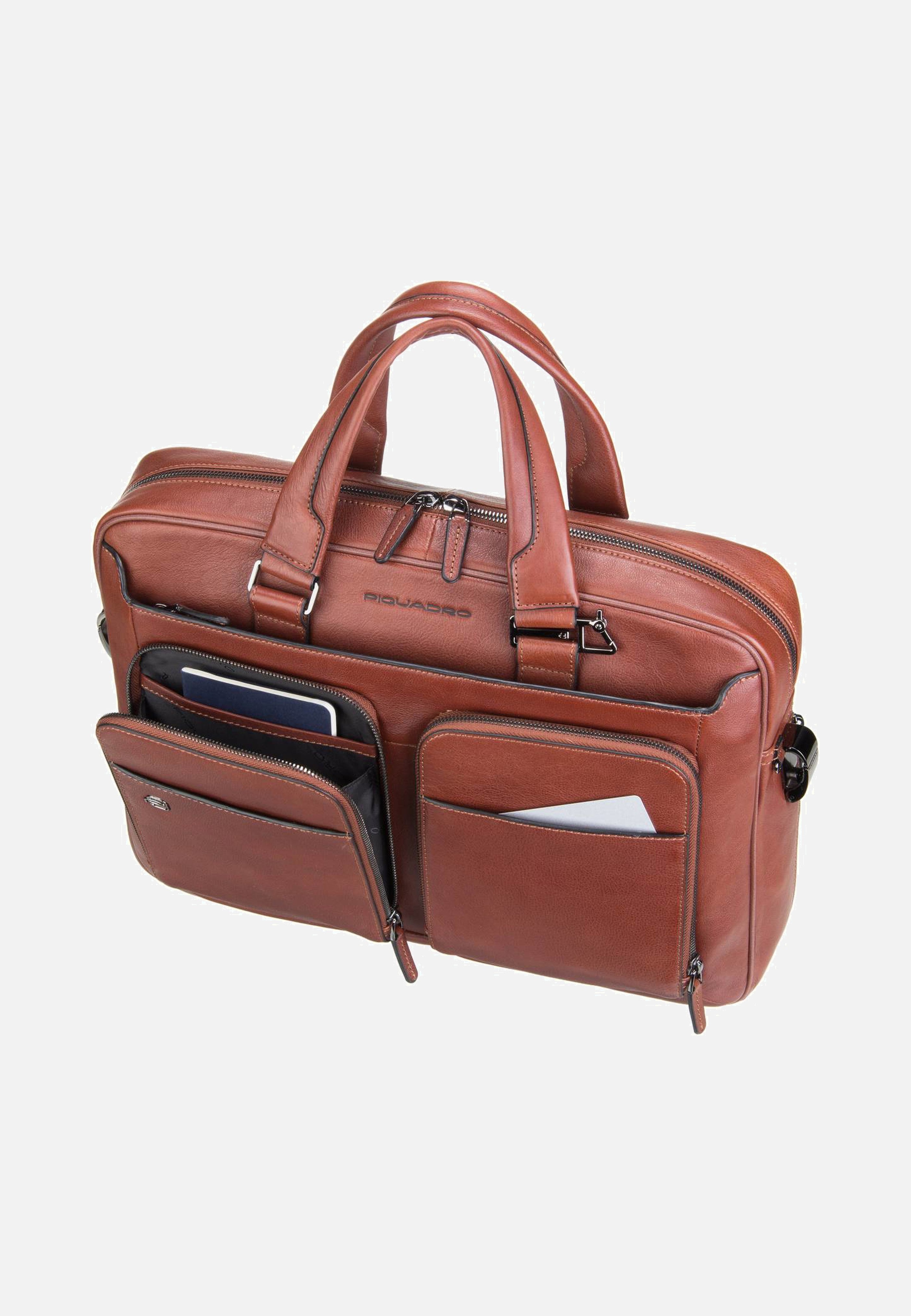 Piquadro - Black Square 2849 Connequ Cuoio Tobacco - Briefcase | Men-Image