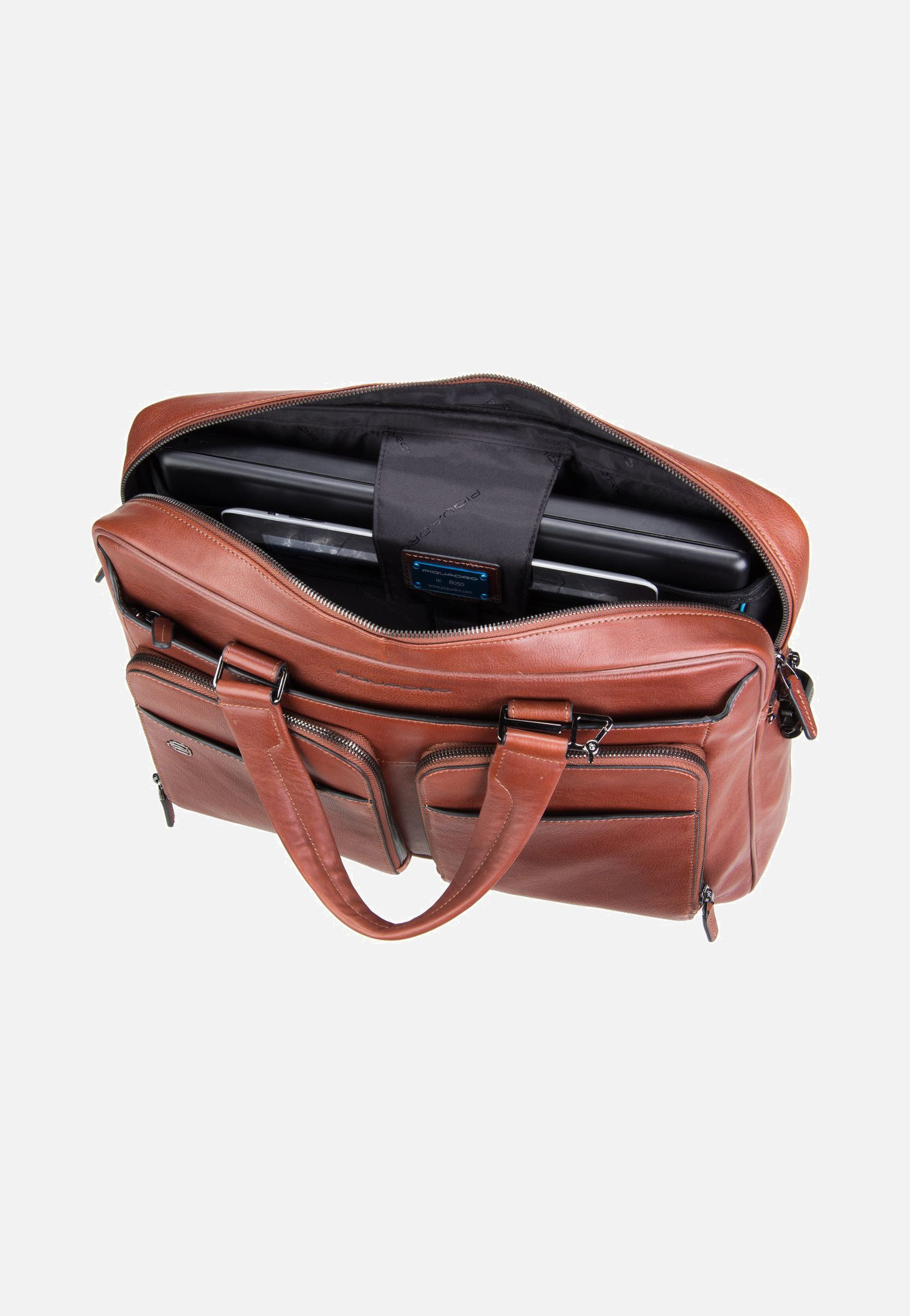 Piquadro - Black Square 2849 Connequ Cuoio Tobacco - Briefcase | Men-Image