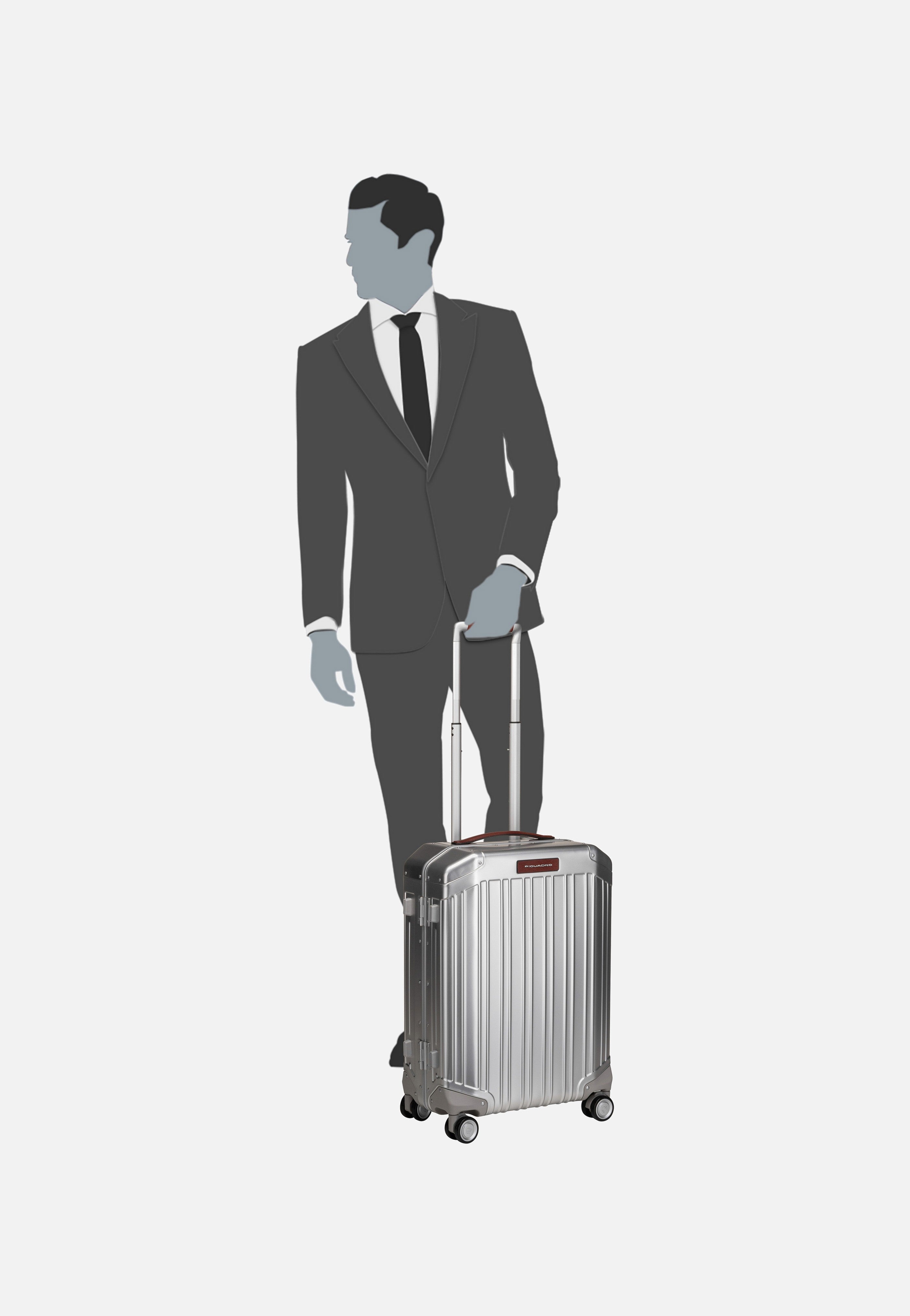 Piquadro - PQ Alu Cabin Size Spinner Grigio-Cuoio - Suitcase | Neutral-Image