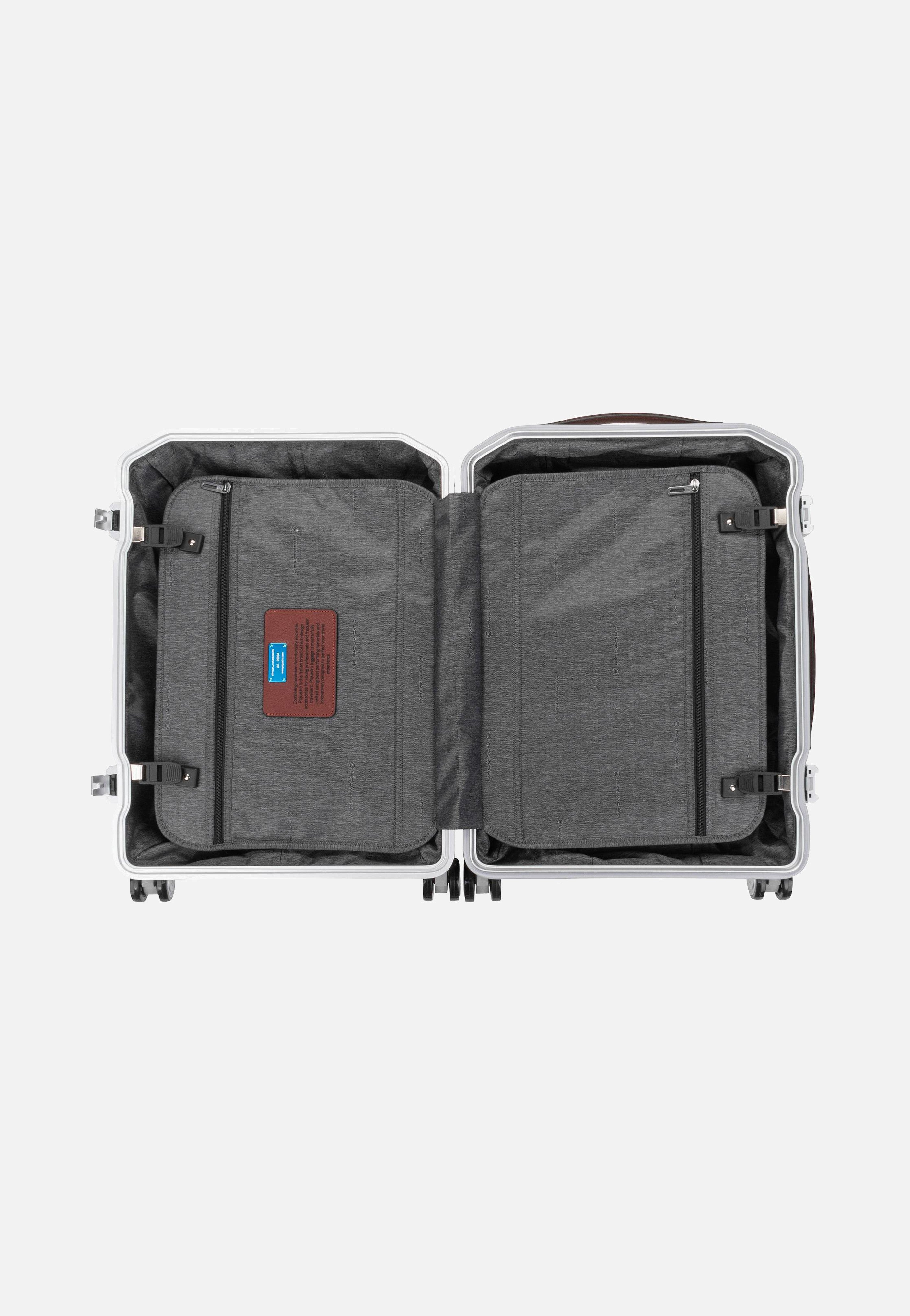 Piquadro - PQ Alu Cabin Size Spinner Grigio-Cuoio - Suitcase | Neutral-Image