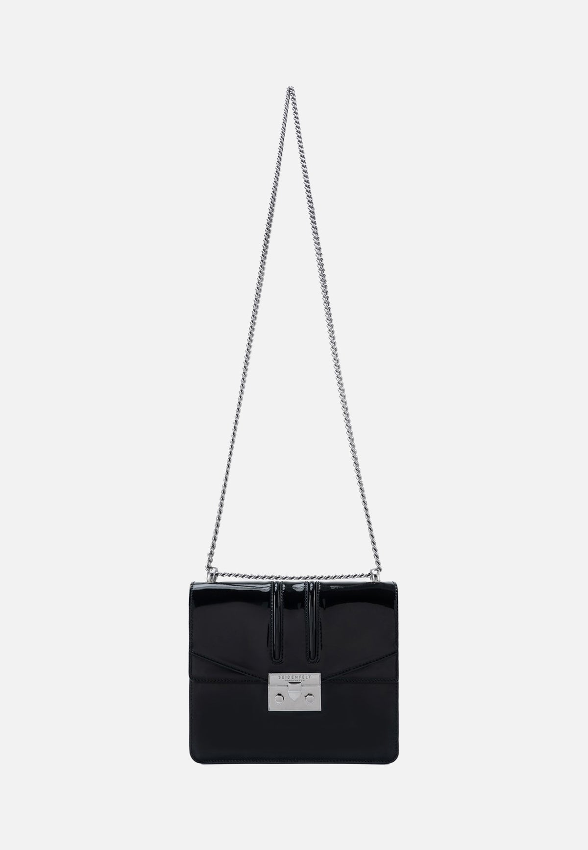 Seidenfelt Roros Mirror Patent Black Evening Bag