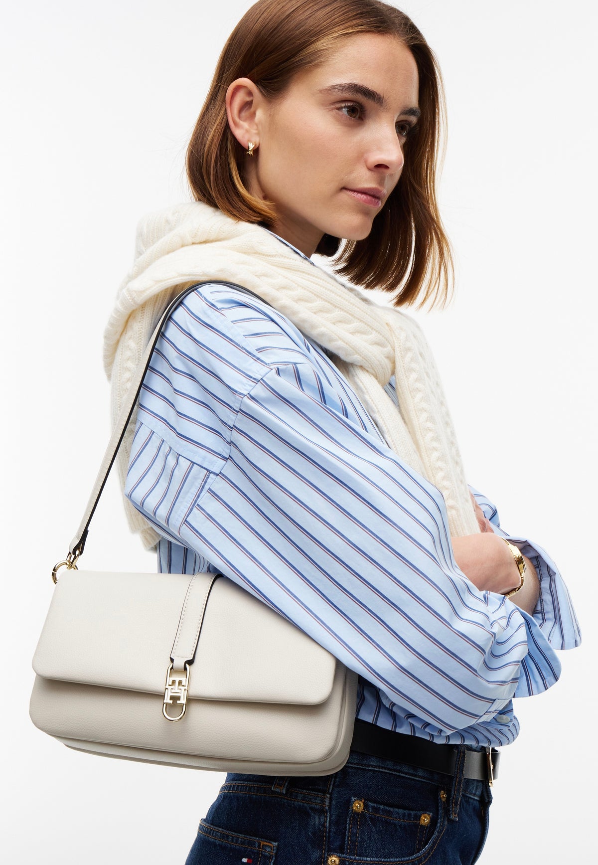 Tommy Hilfiger TH Libre Conv Flap Crossover Soft Cream Sac à bandoulière