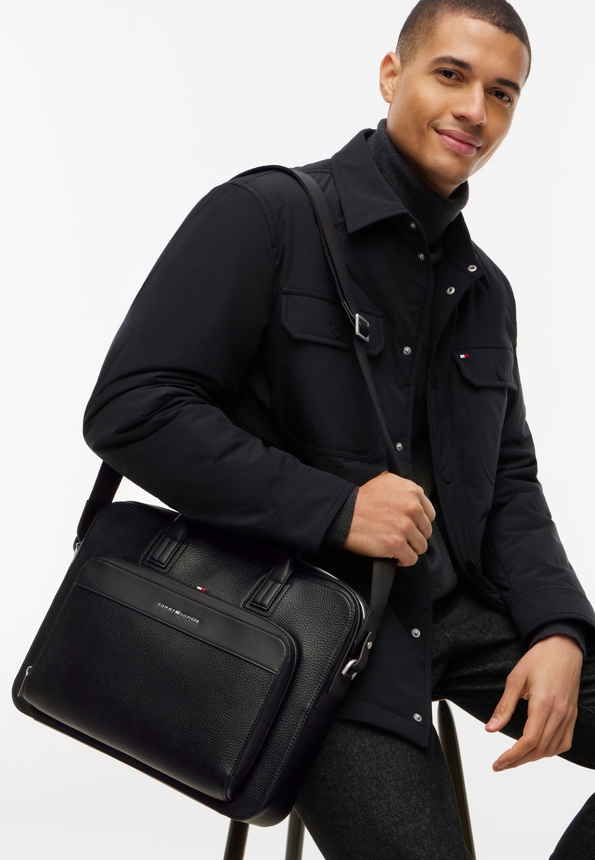Tommy Hilfiger TH Central Slim Computer Black Maletín