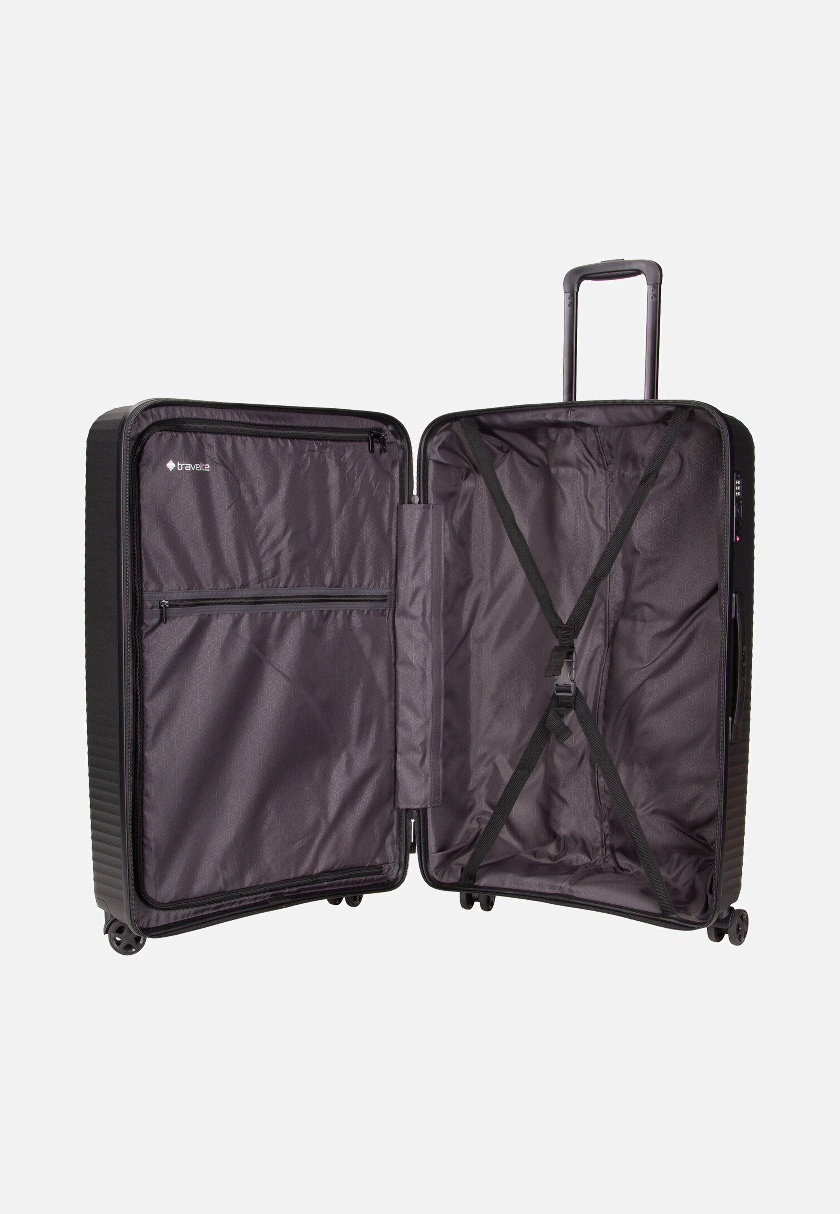 travelite Air Stripe Trolley 4w L Black Suitcase
