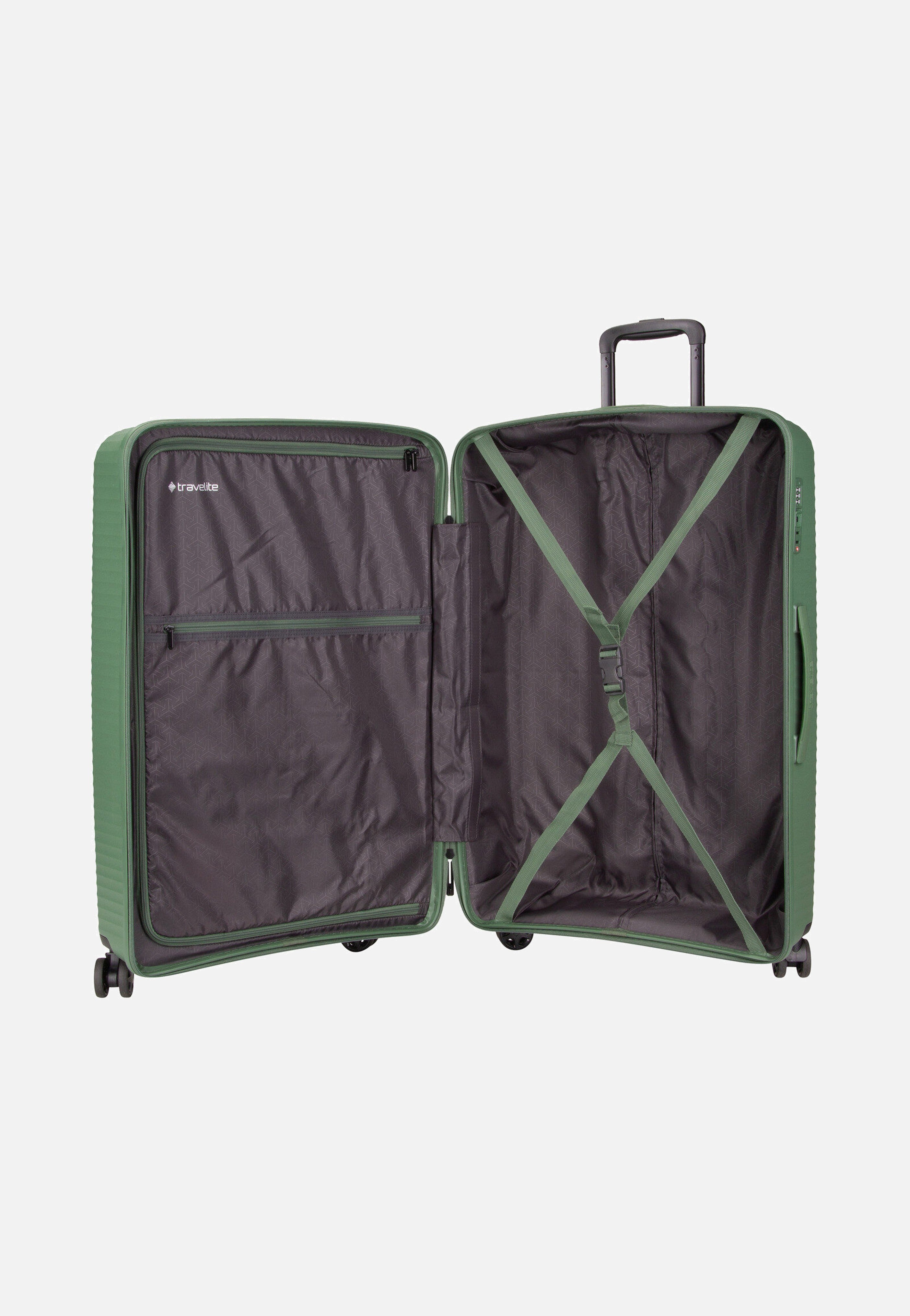travelite Air Stripe Trolley 4w L Green Suitcase
