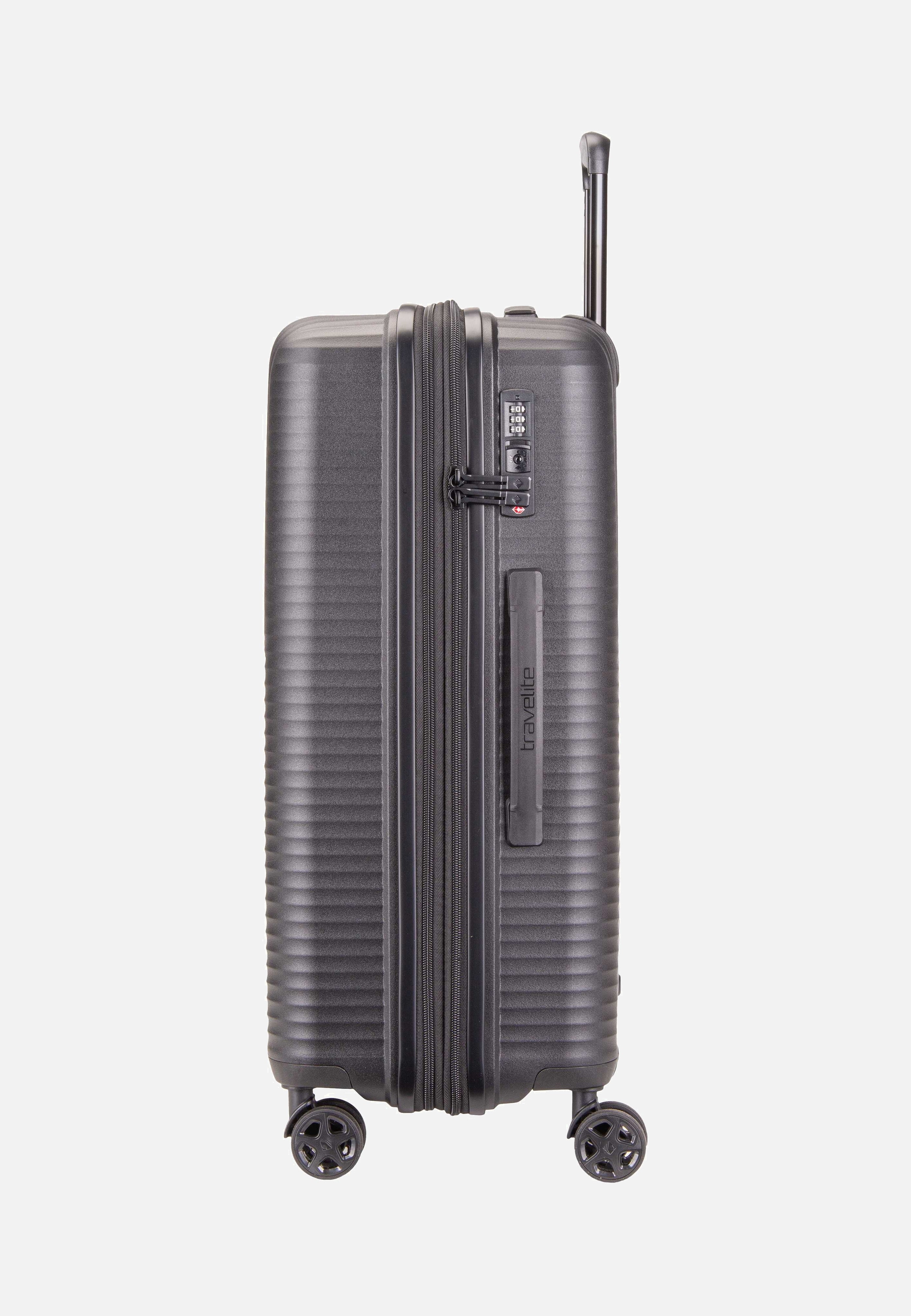 travelite Air Stripe Trolley 4w M exp. Black Koffer