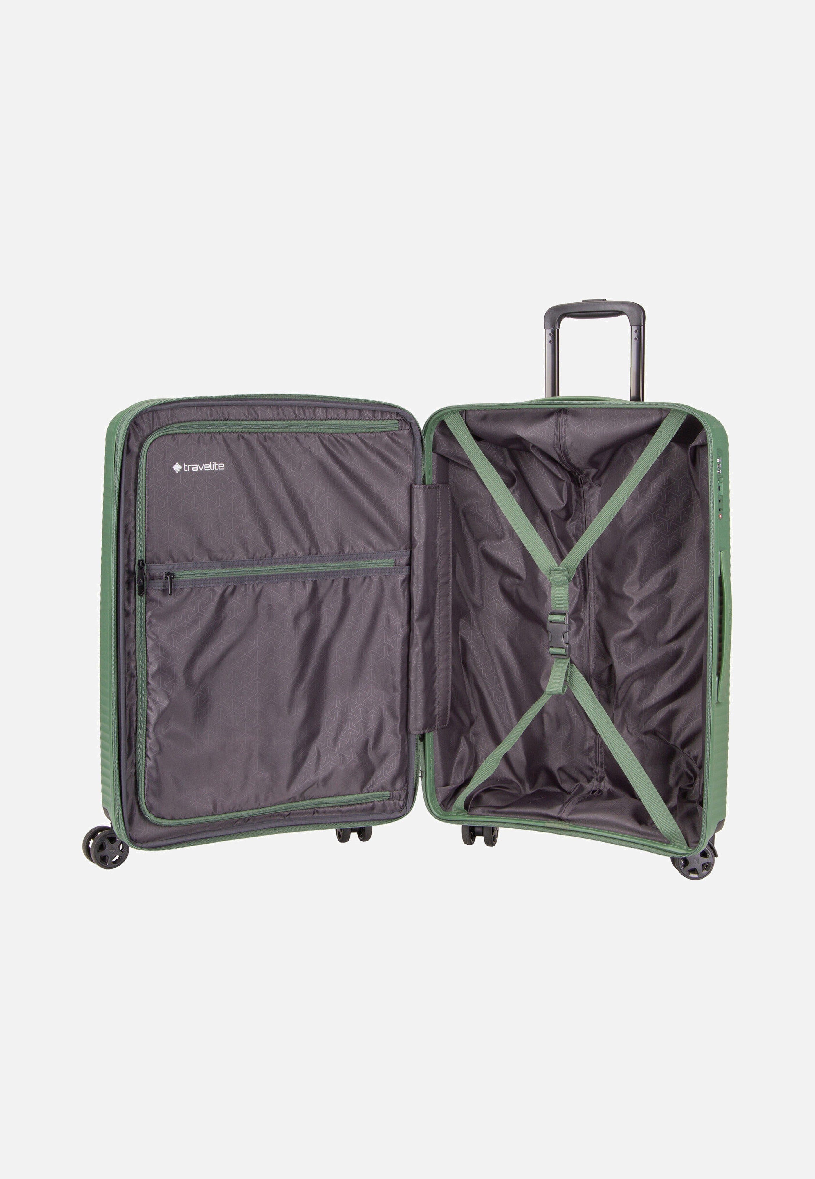 travelite Air Stripe Trolley 4w M exp. Green Suitcase
