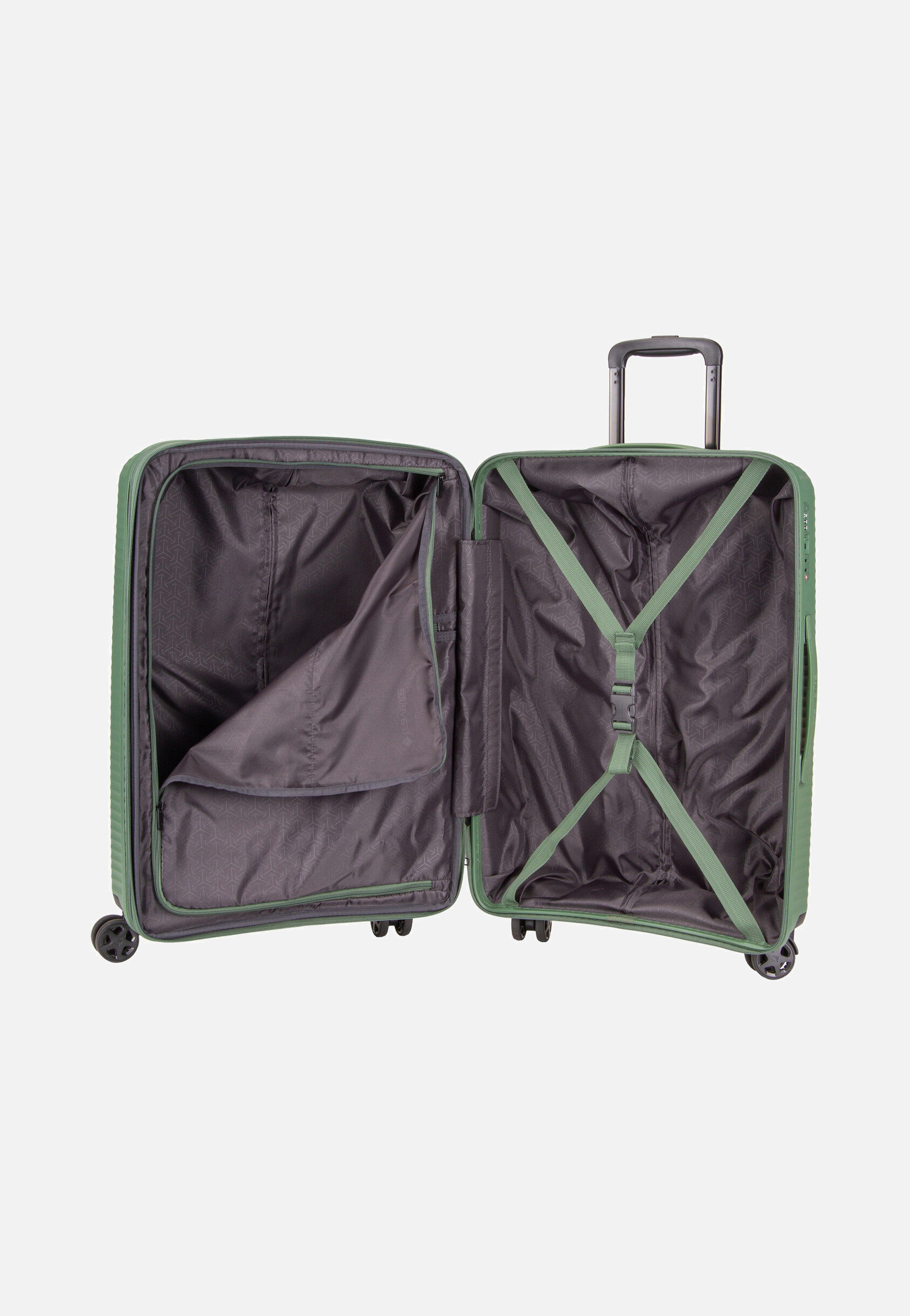 travelite Air Stripe Trolley 4w M exp. Green Suitcase