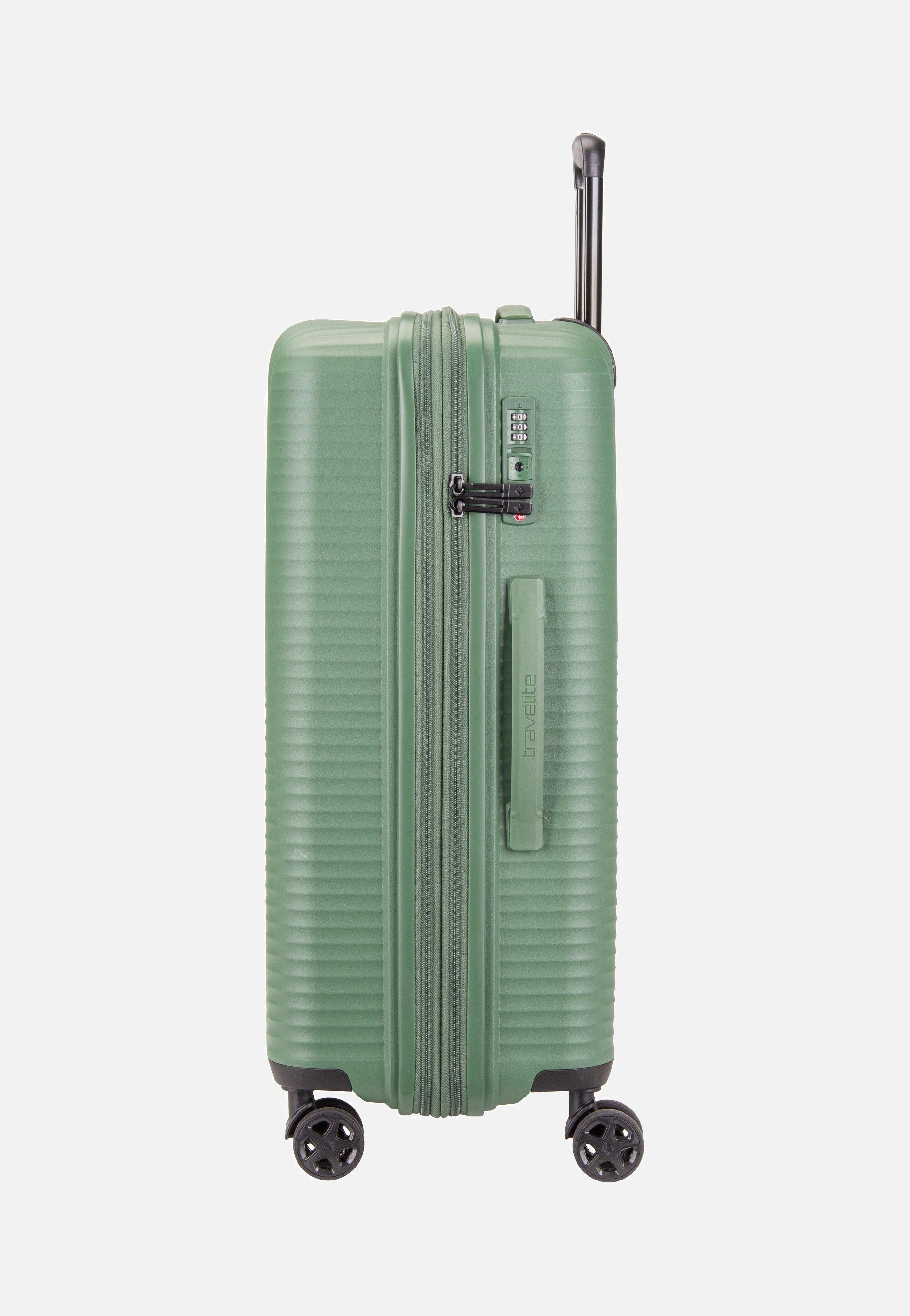 travelite Air Stripe Trolley 4w M exp. Green Suitcase
