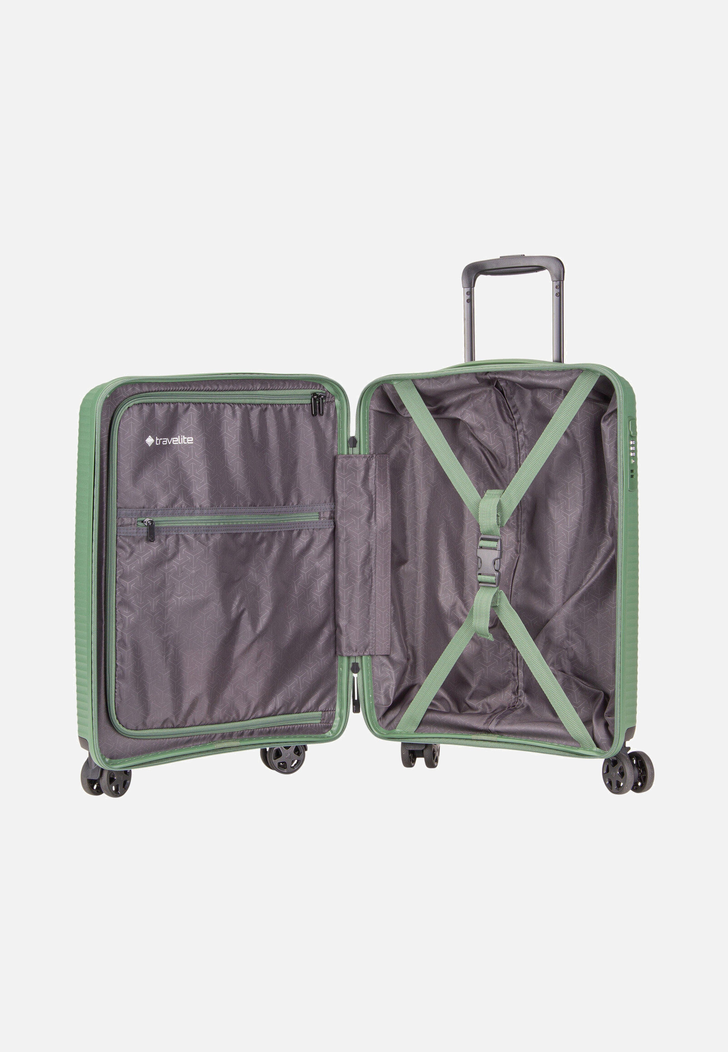 travelite Air Stripe Trolley 4w S Green Suitcase