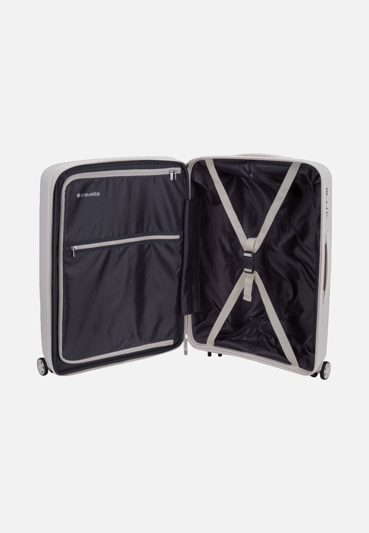 travelite Air Stripe Trolley 4W M Exp. Off-White Valigia