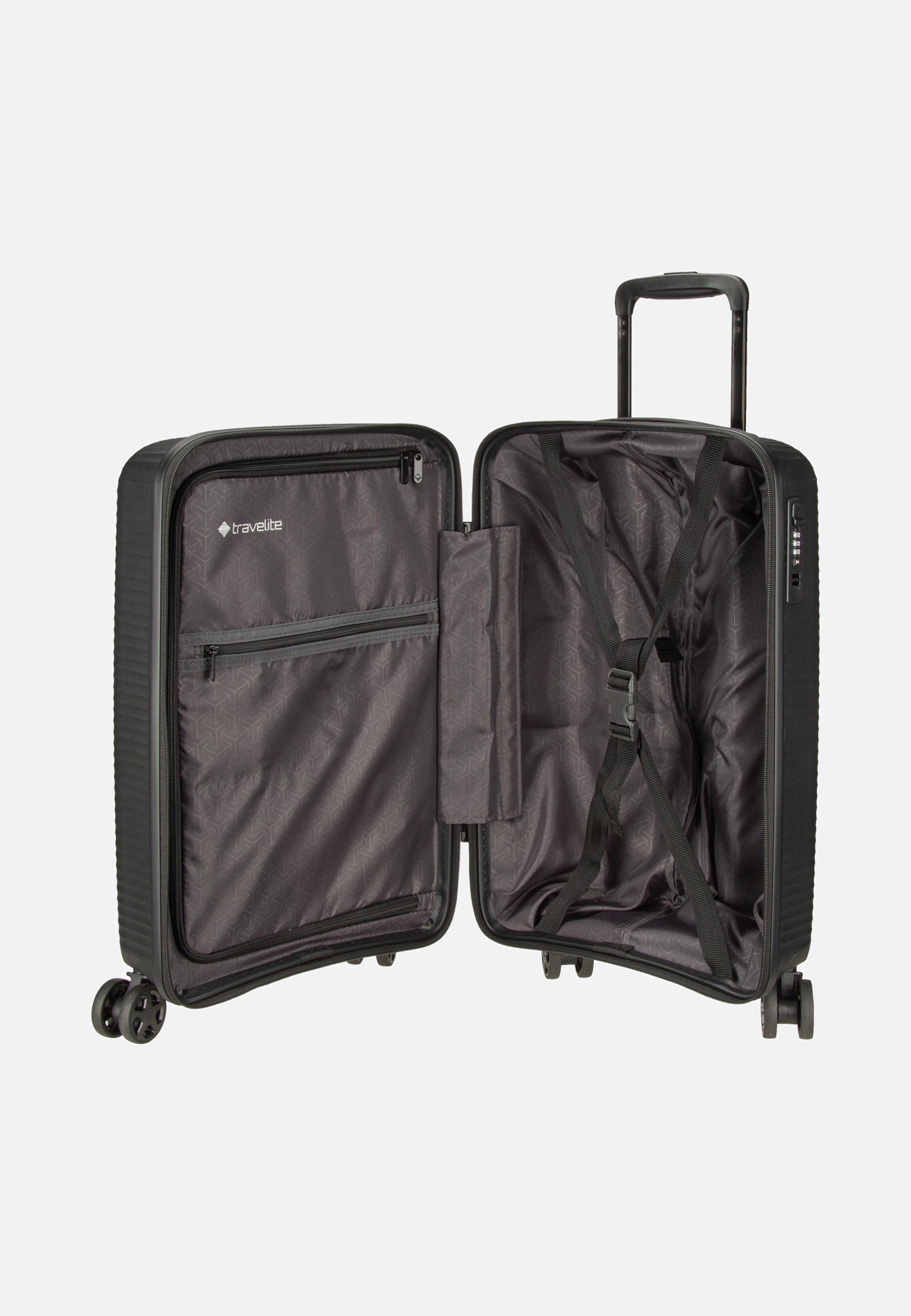 travelite Air Stripe Trolley 4W S Slim Black Suitcase