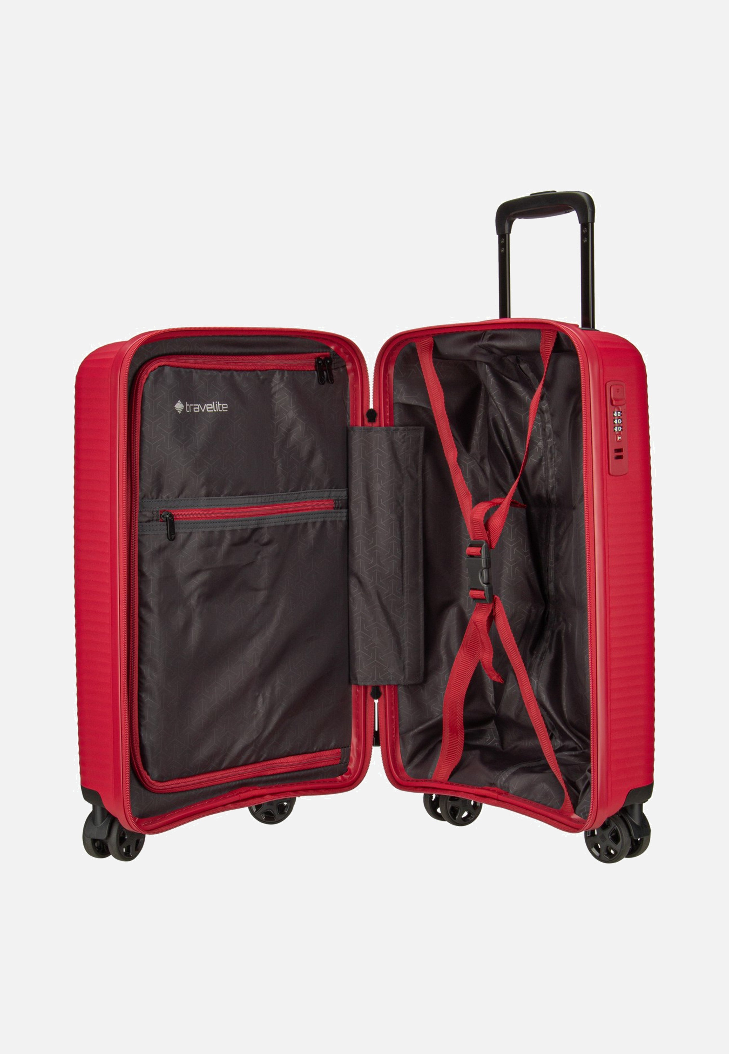 travelite Air Stripe Trolley 4W S Slim Red Suitcase