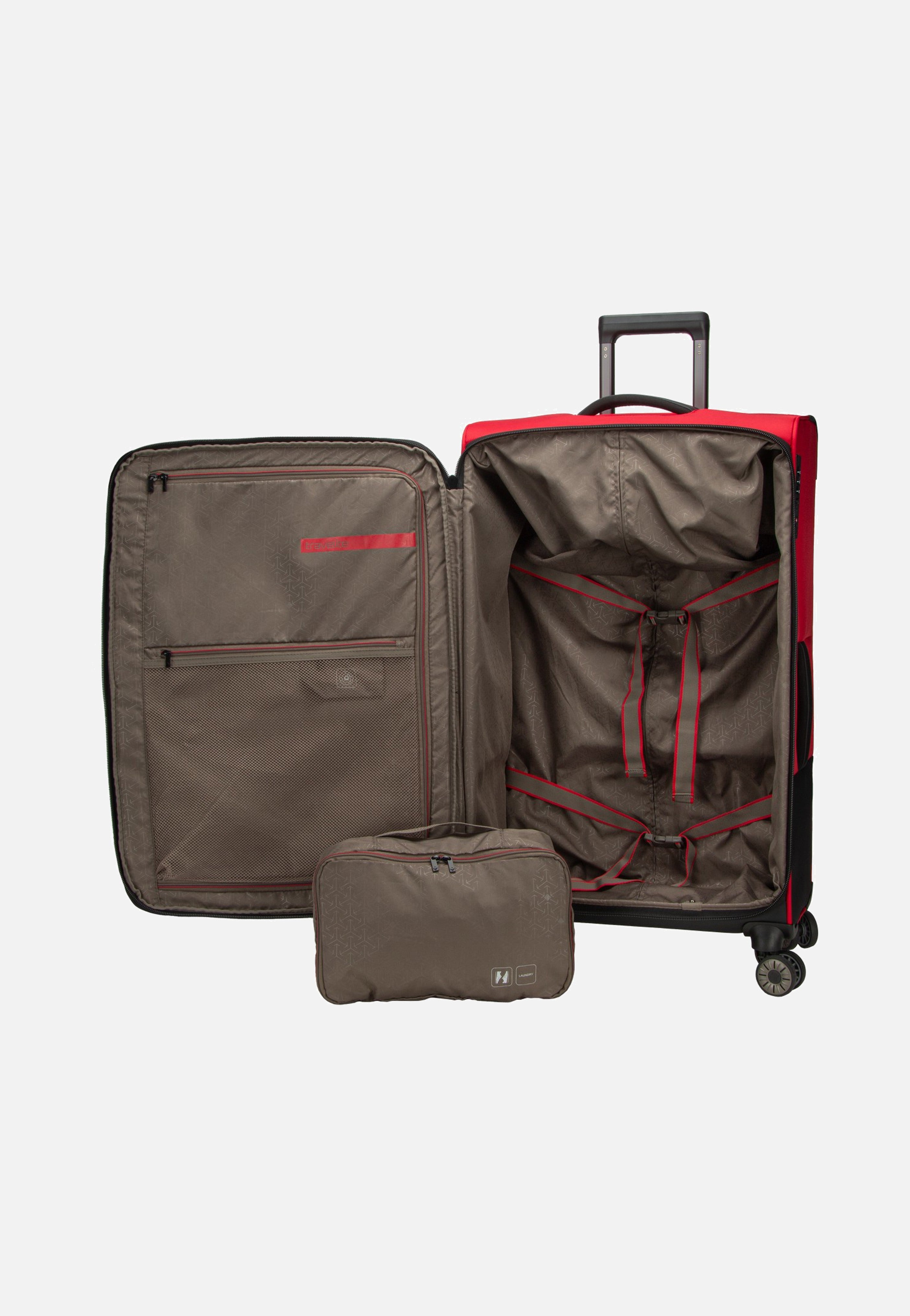 travelite Crosslite 4W Trolley L Exp. Red Suitcase
