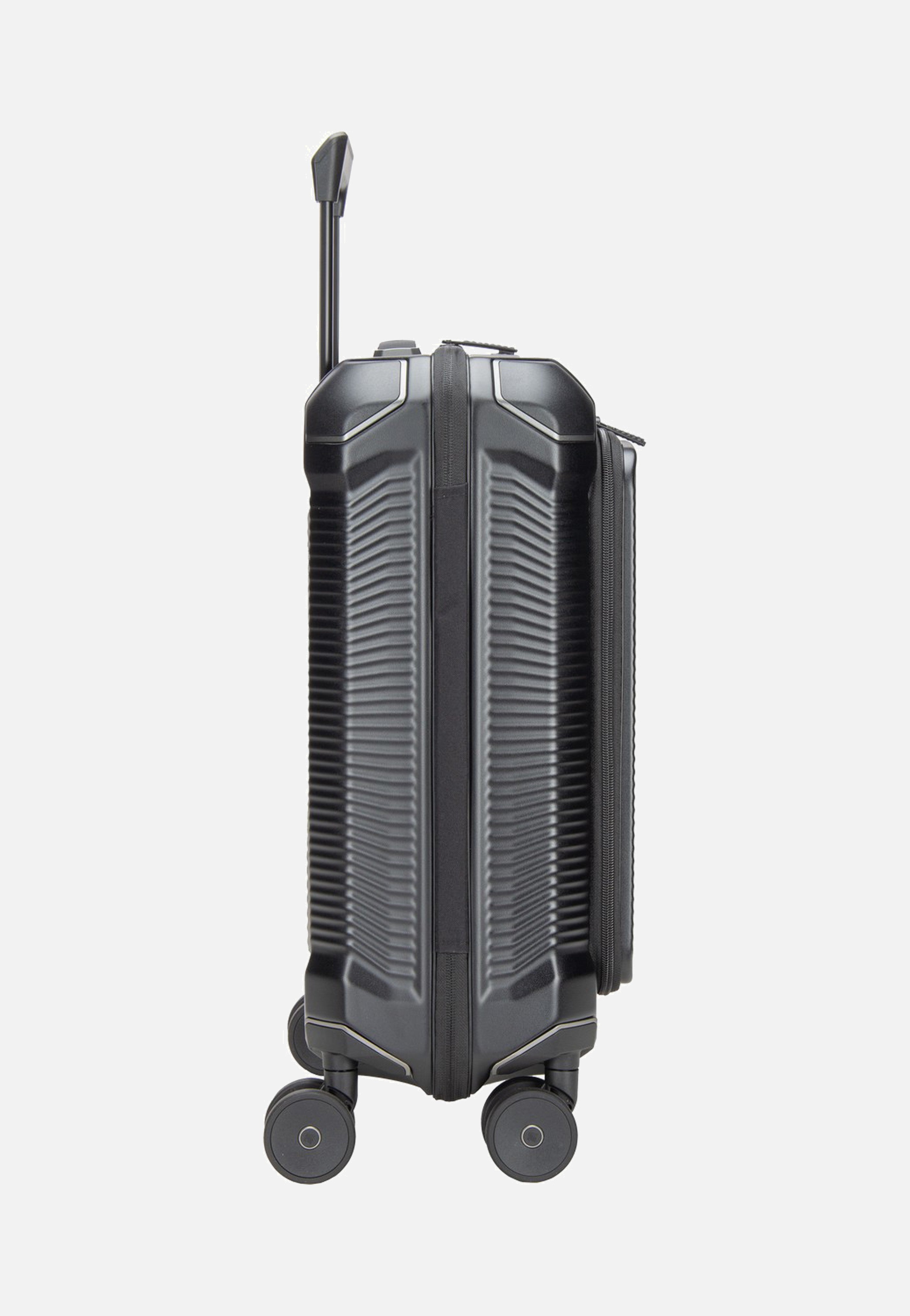 travelite Millennium Trolley 4W S Front Pocket Black Suitcase