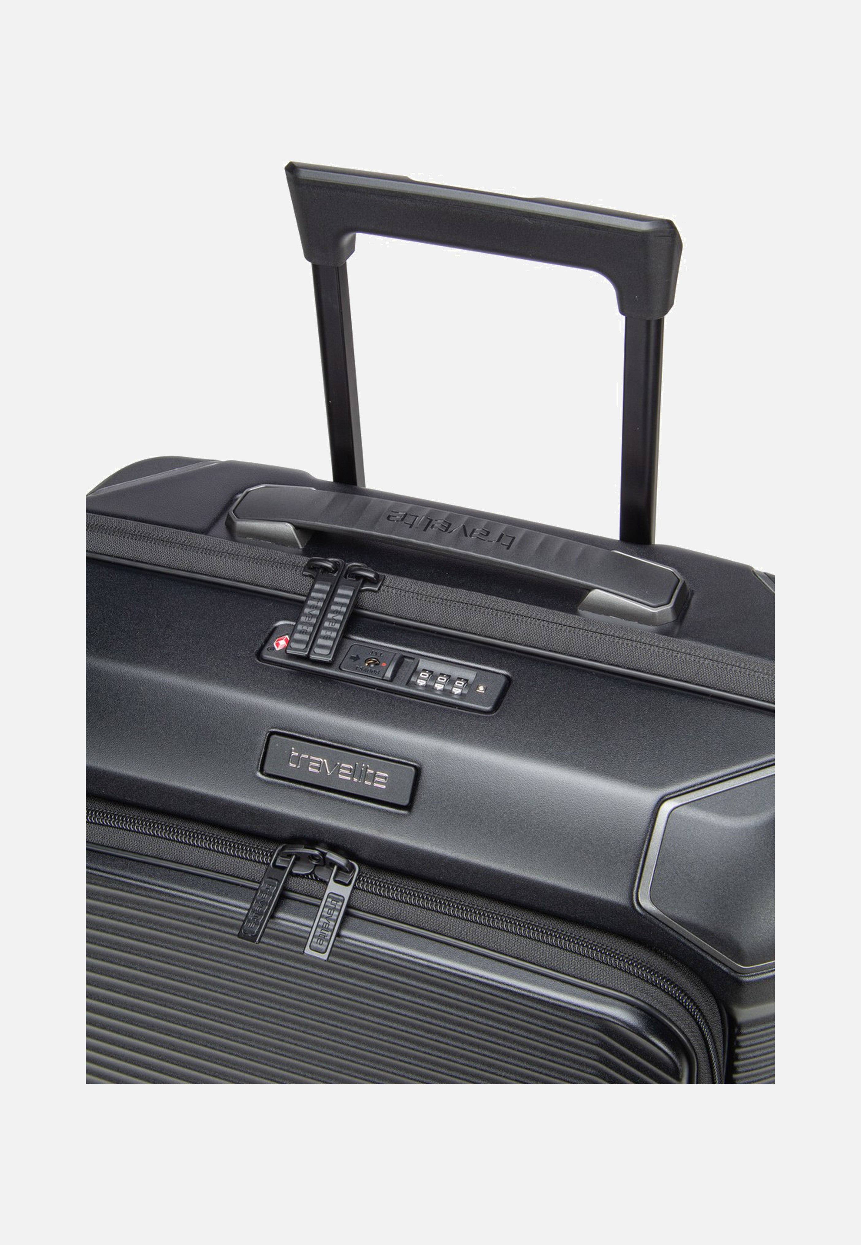 travelite Millennium Trolley 4W S Front Pocket Black Suitcase