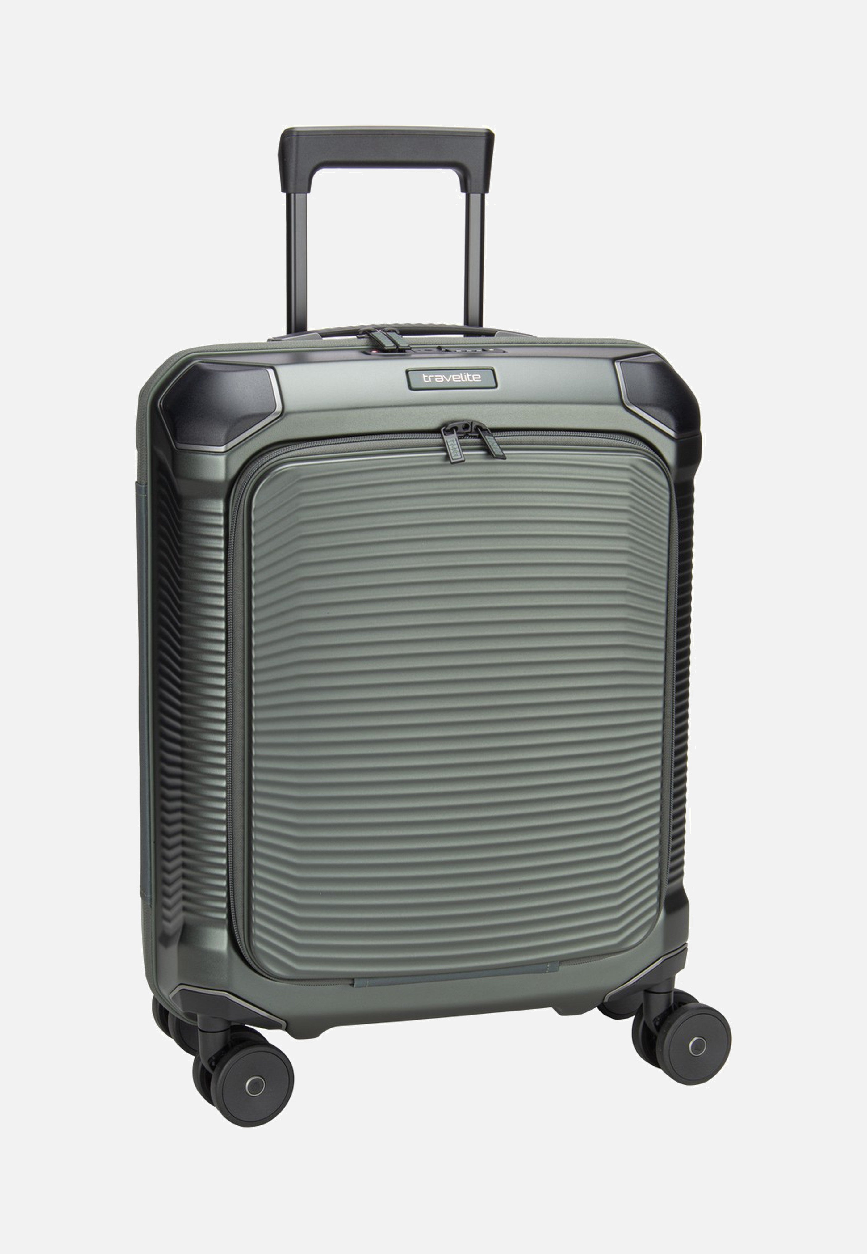 travelite Millennium Trolley 4W S Front Pocket Pine Green Suitcase