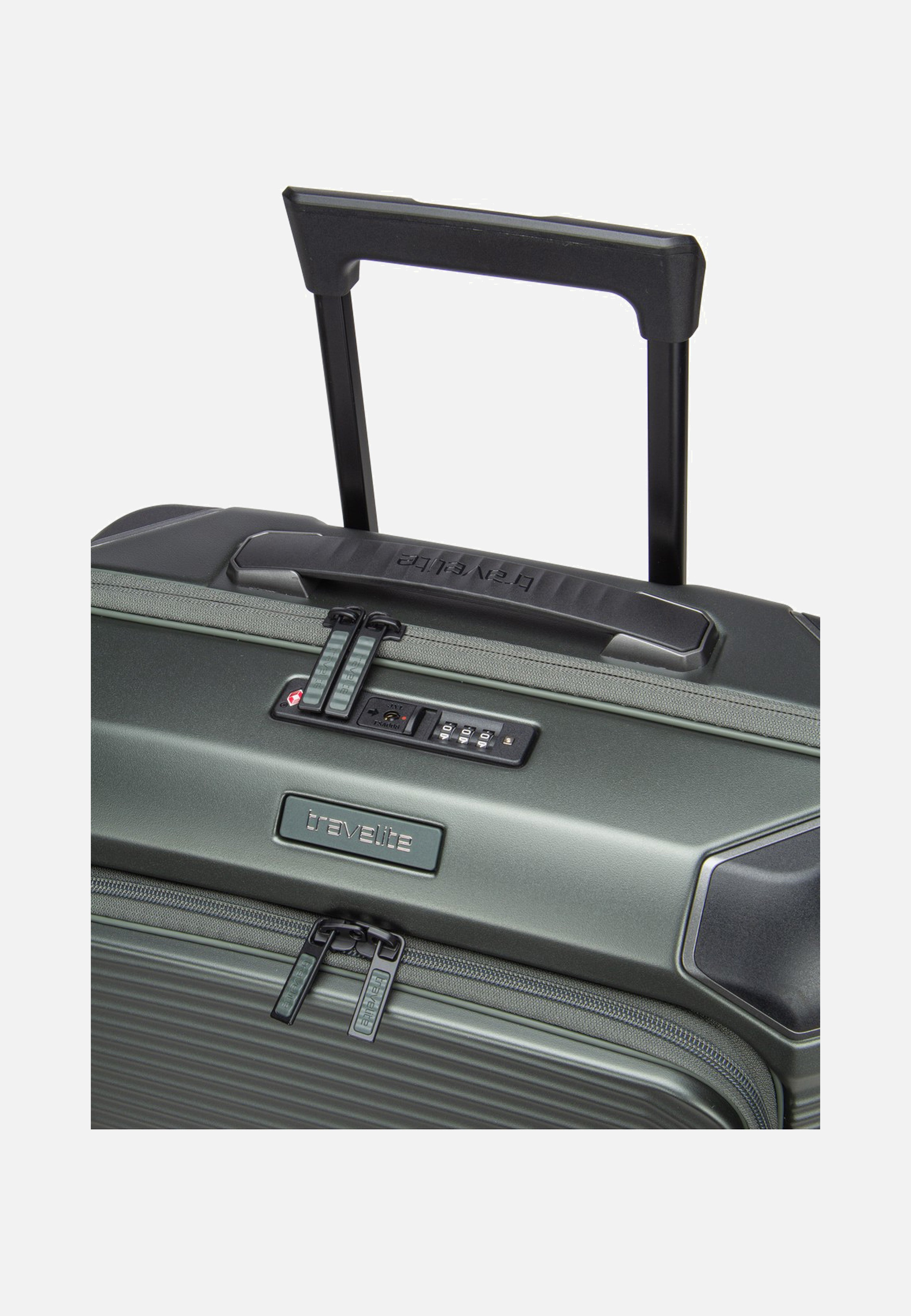 travelite Millennium Trolley 4W S Front Pocket Pine Green Suitcase