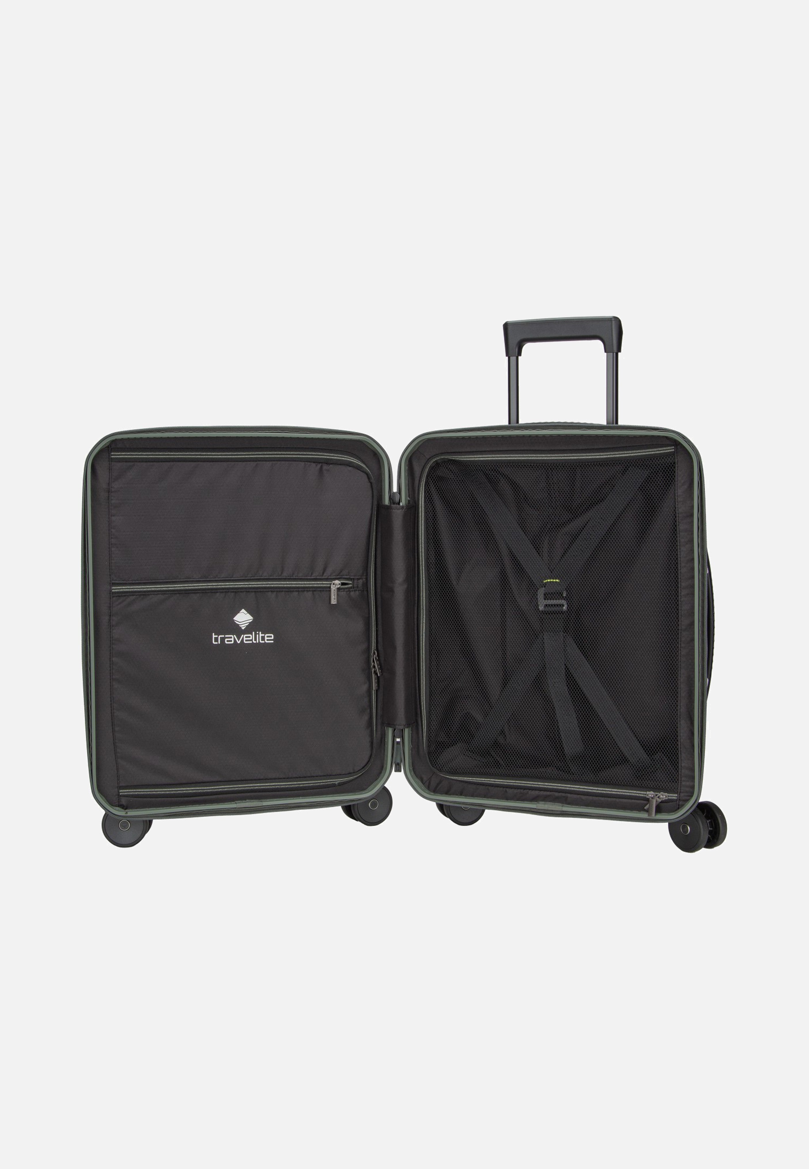 travelite Millennium Trolley 4W S Front Pocket Pine Green Suitcase