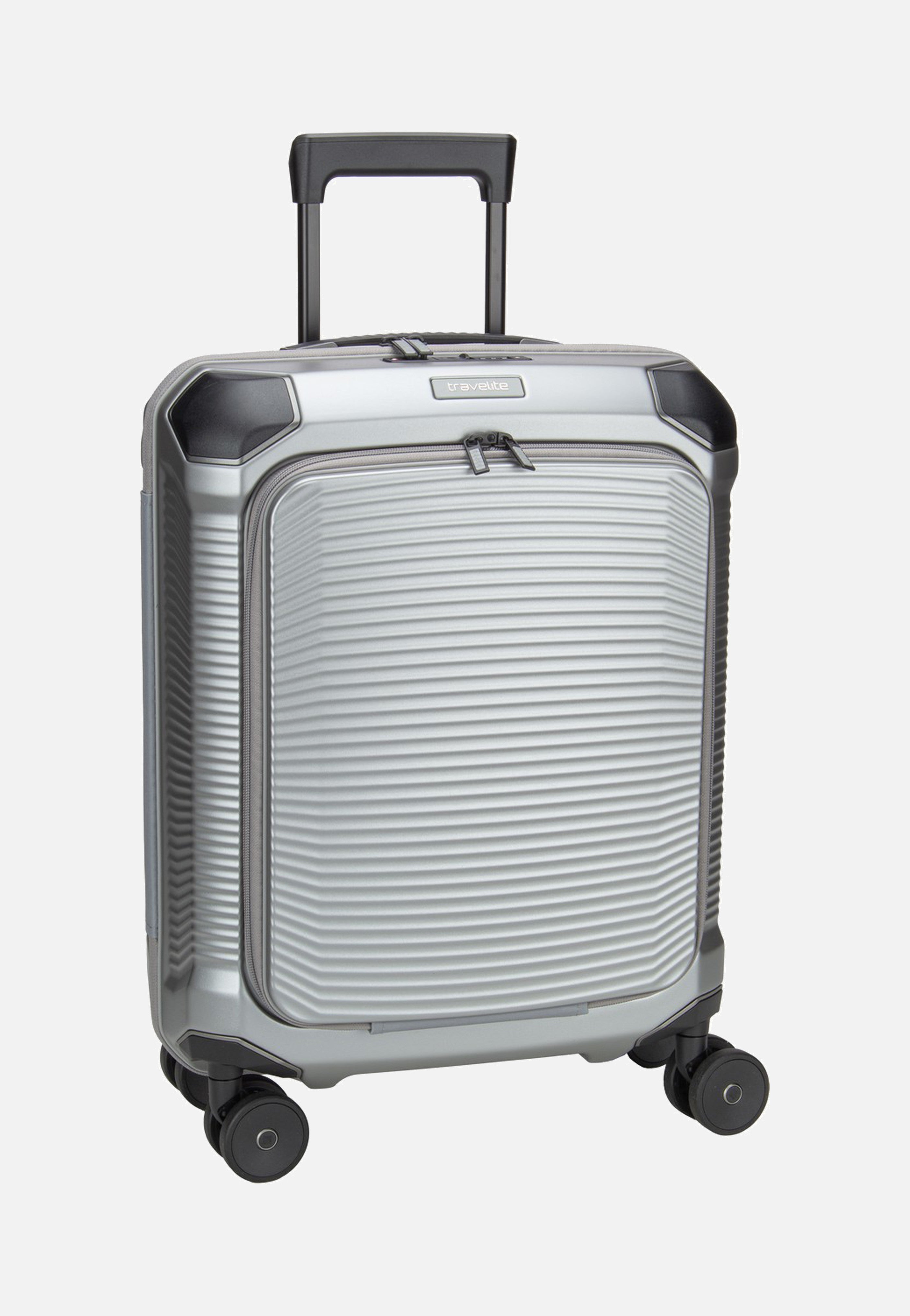 travelite Millennium Trolley 4W S Front Pocket Silver Suitcase