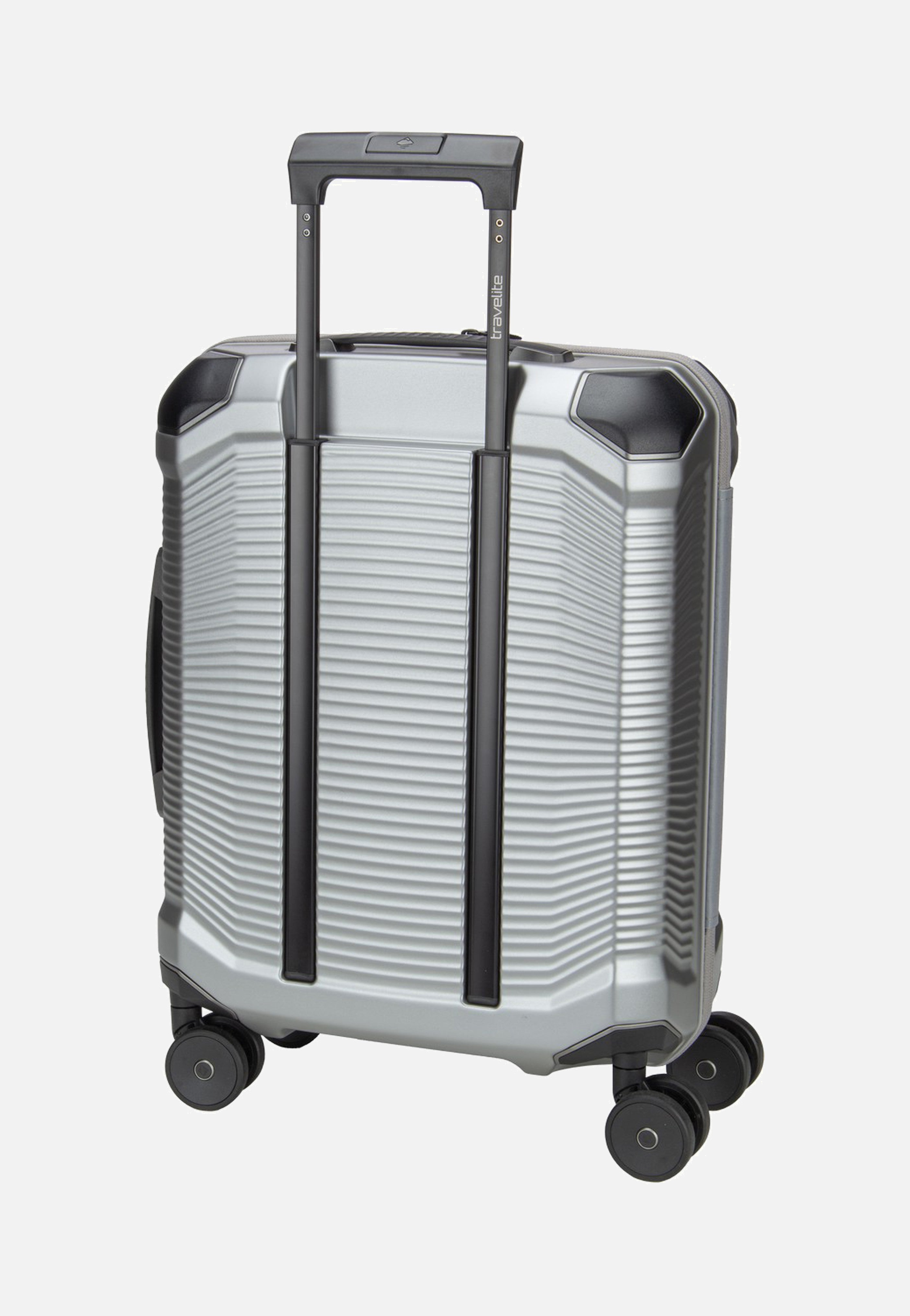 travelite Millennium Trolley 4W S Front Pocket Silver Suitcase